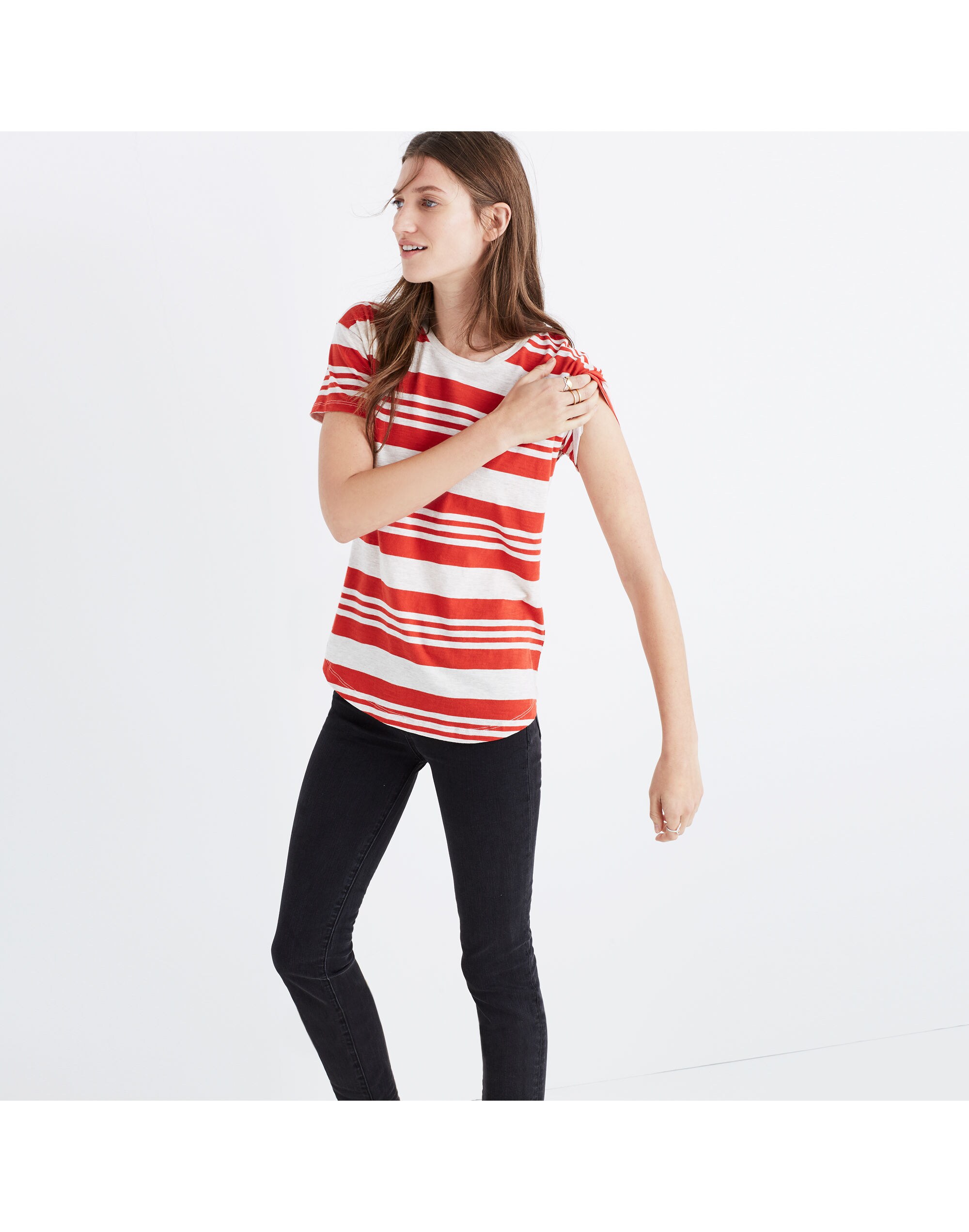 Whisper Cotton Crewneck Tee in Rampling Stripe | Madewell