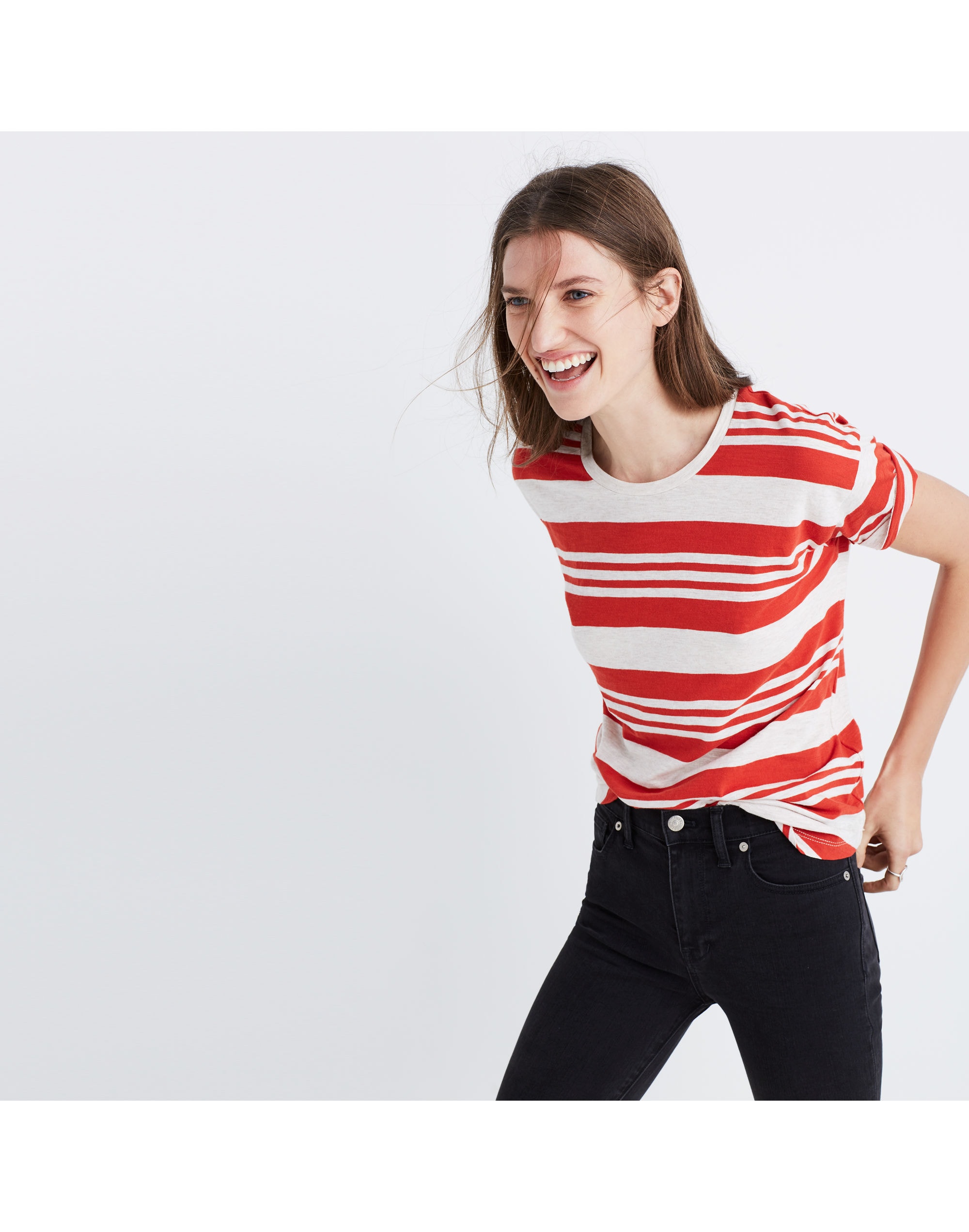 Whisper Cotton Crewneck Tee in Rampling Stripe | Madewell