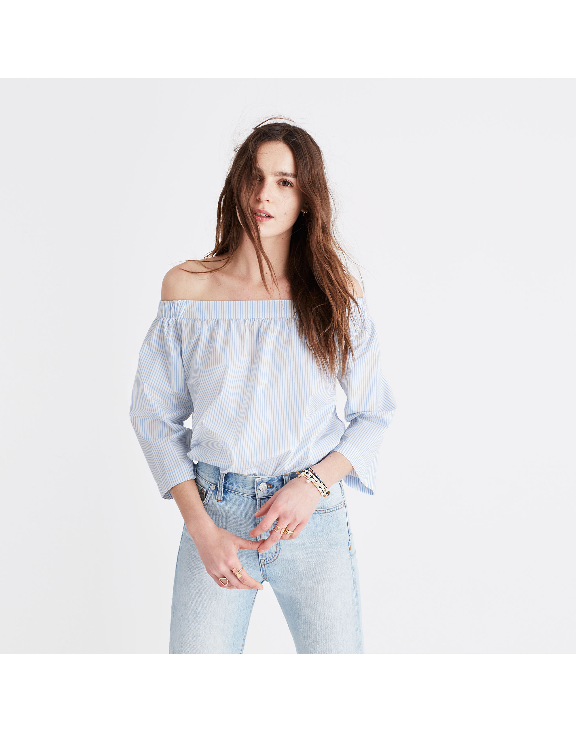 Clean Off-the-Shoulder Top Stripe | Madewell