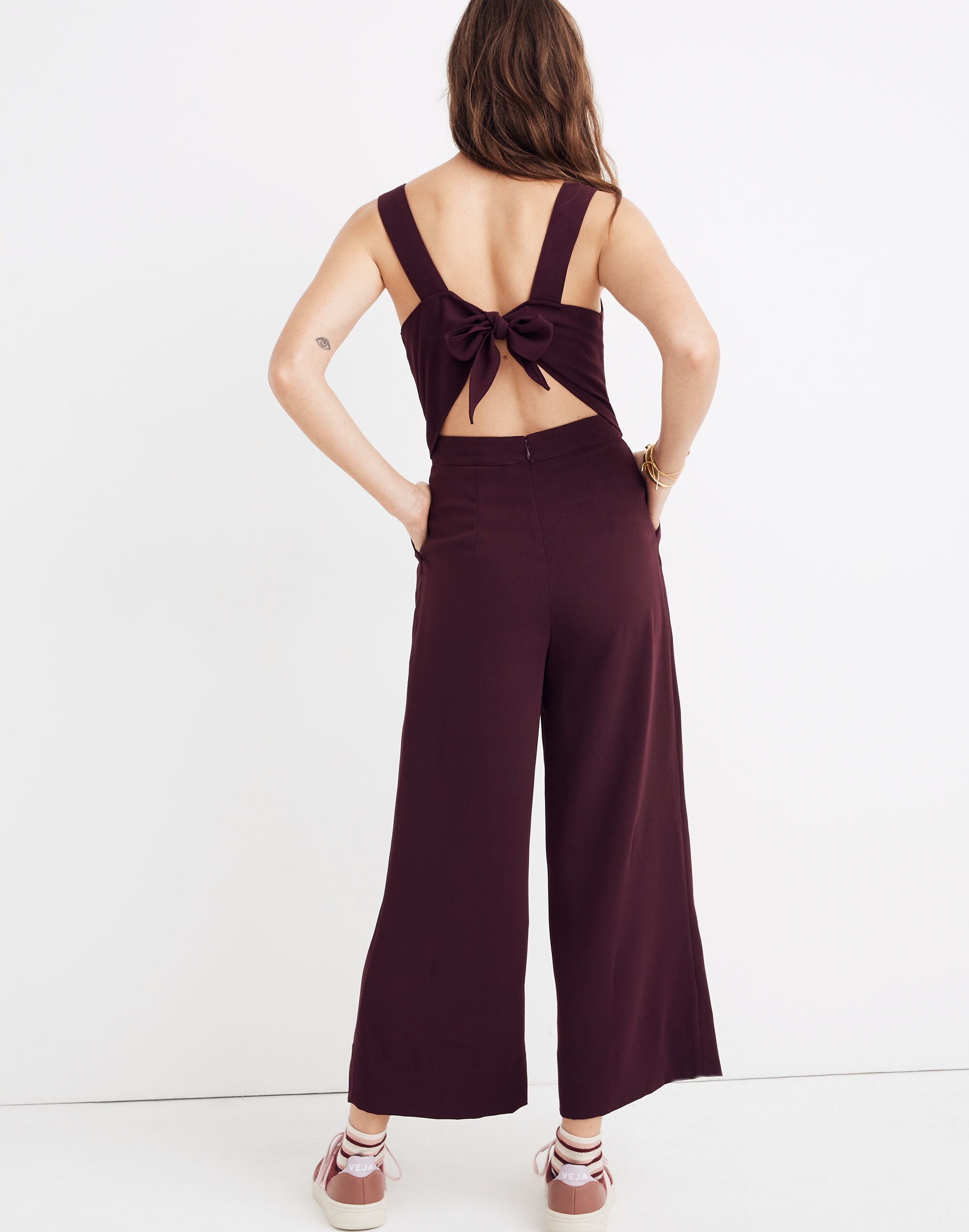 Apron bow back jumpsuit 2025 madewell