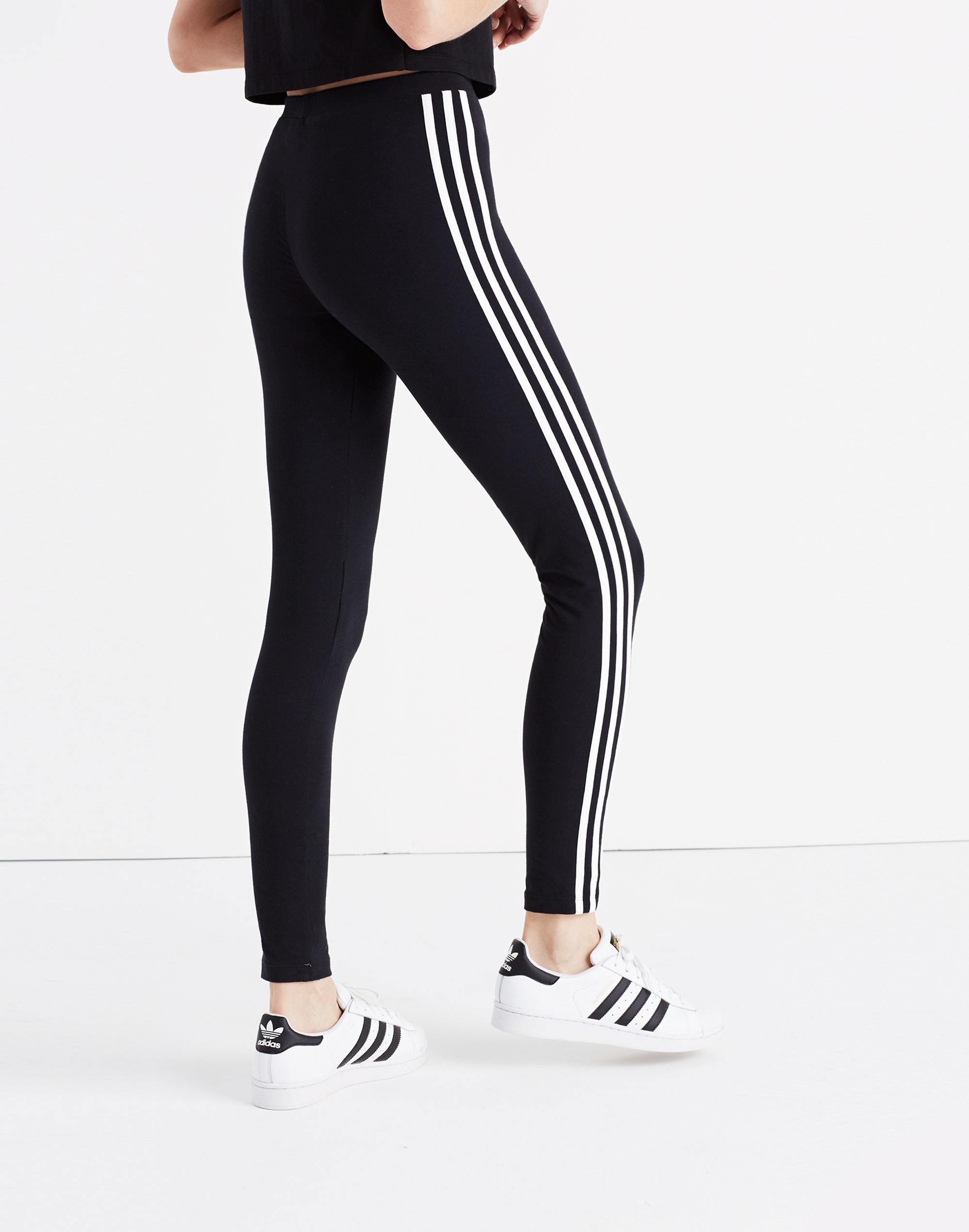 adidas Originals Mesh Three Stripe Leggings in Black