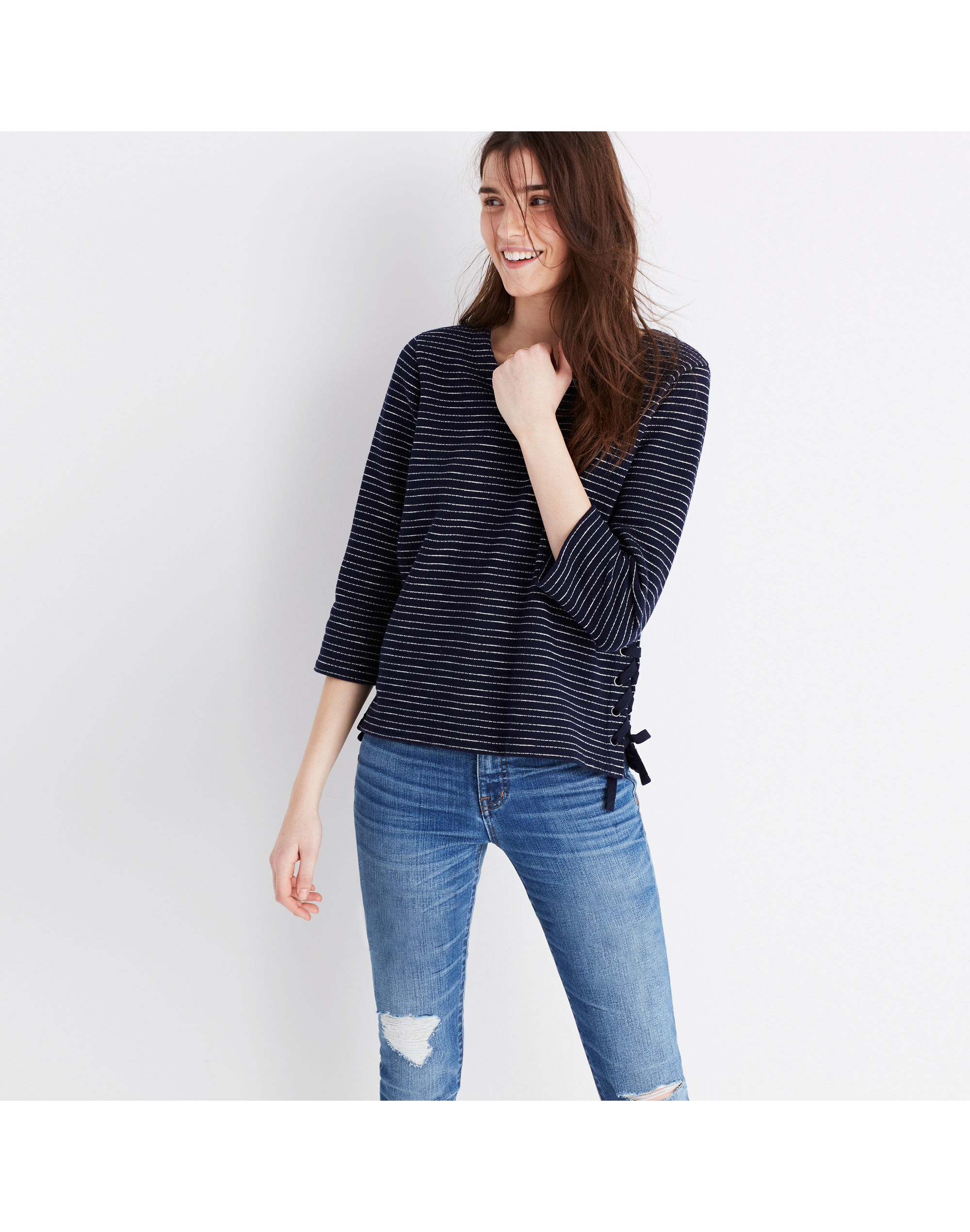 Striped Side-Lace Top | Madewell