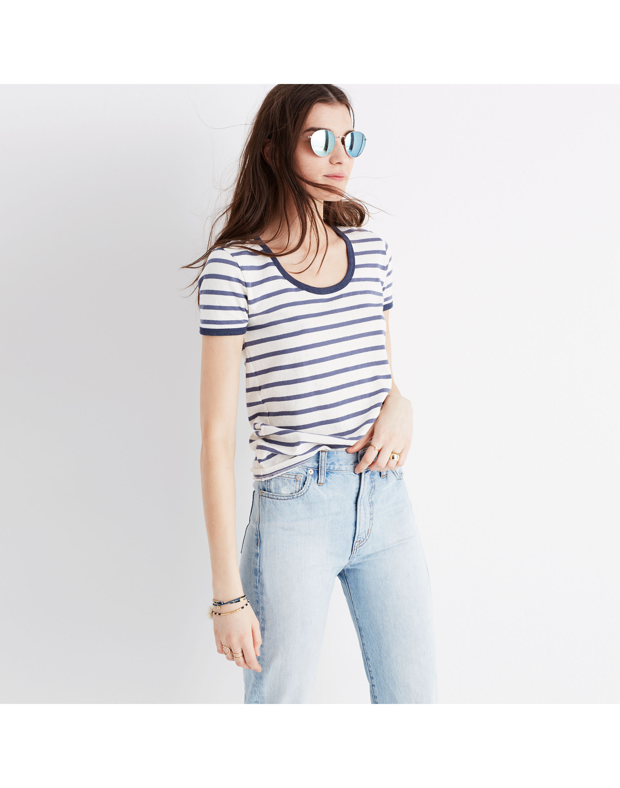 Recycled Cotton Ringer Tee in Harmon Stripe | Madewell