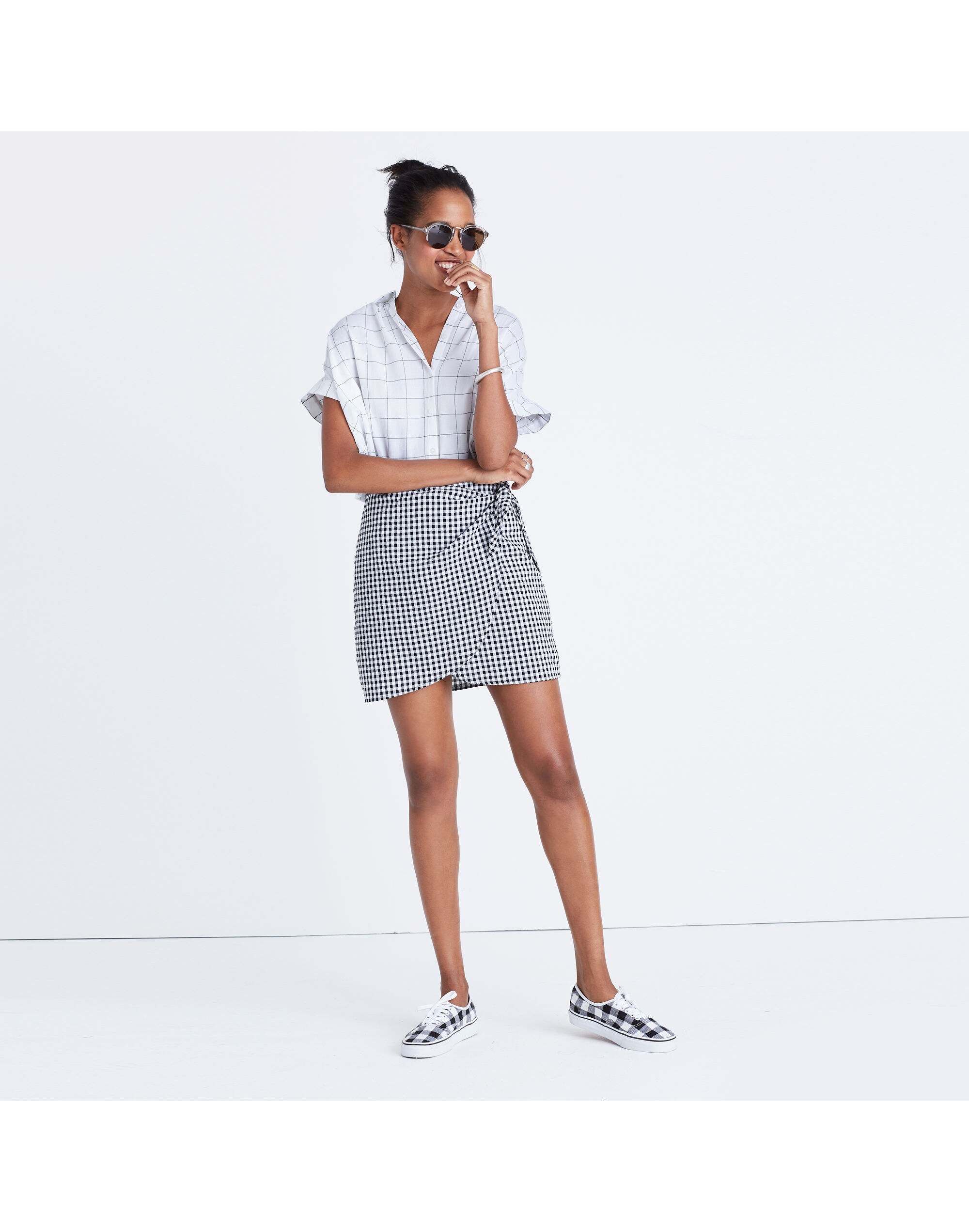 Gingham Side-Tie Skirt | Madewell