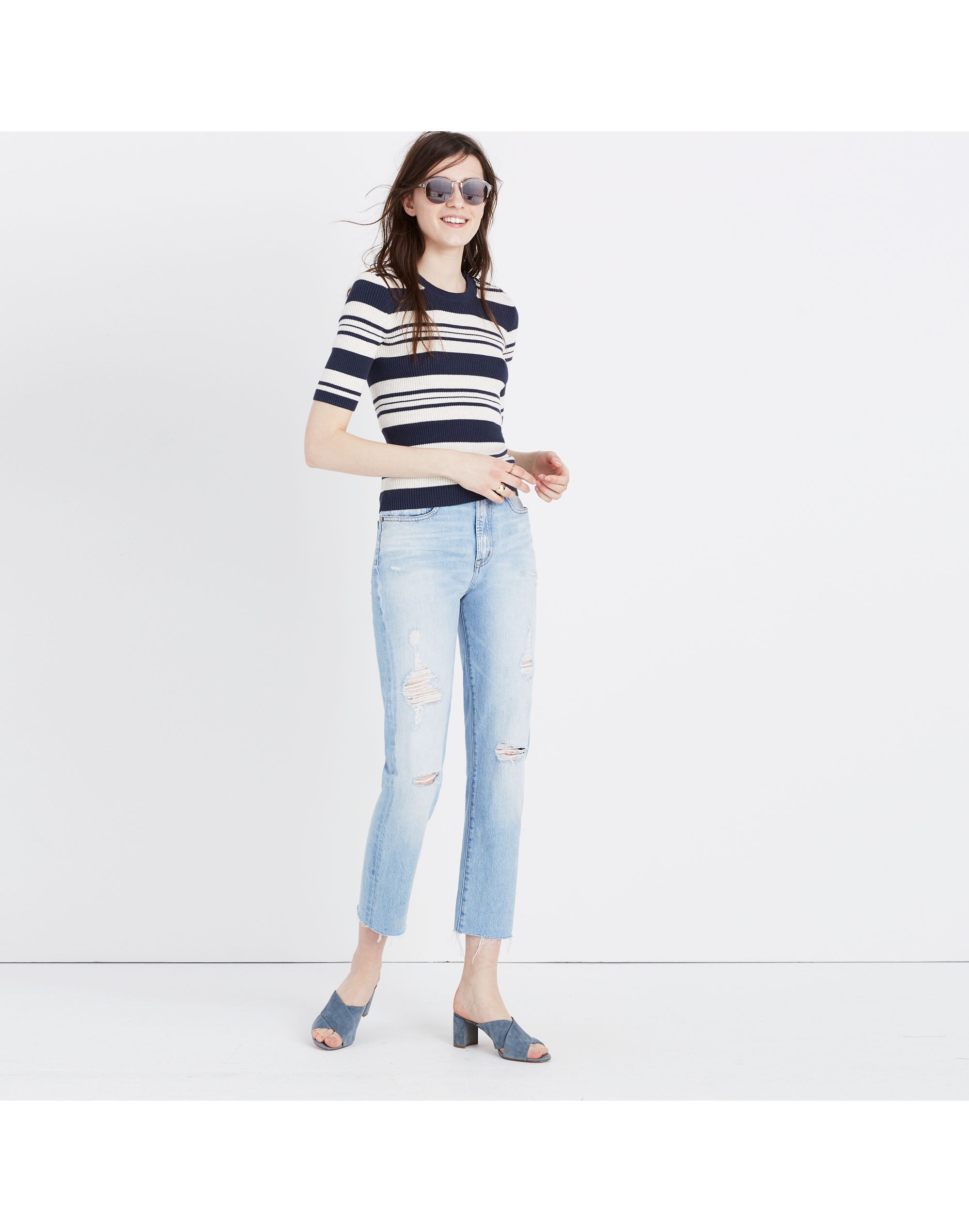 Ribbed Sweater Top in Stripe | Madewell