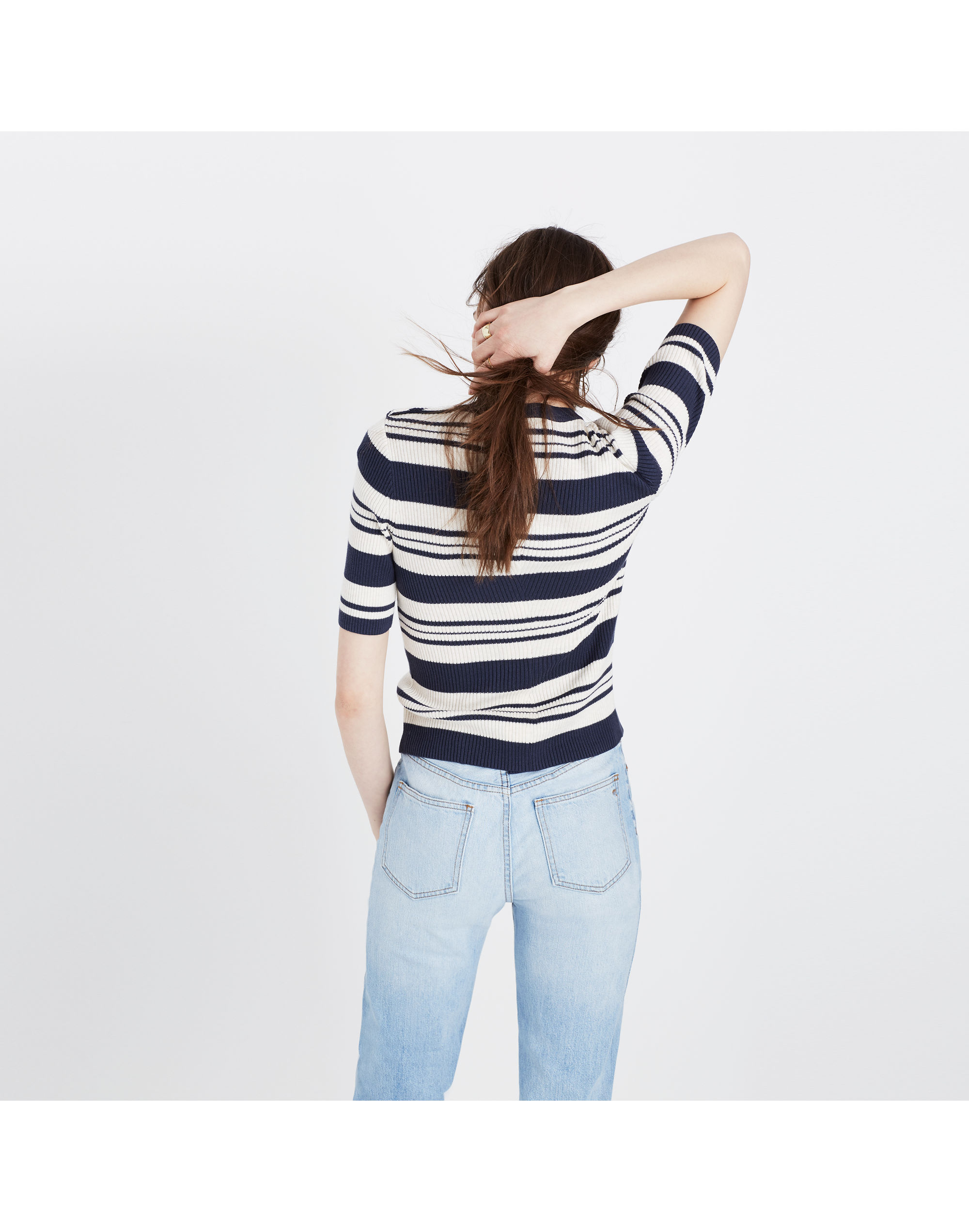 Ribbed Sweater Top in Stripe | Madewell