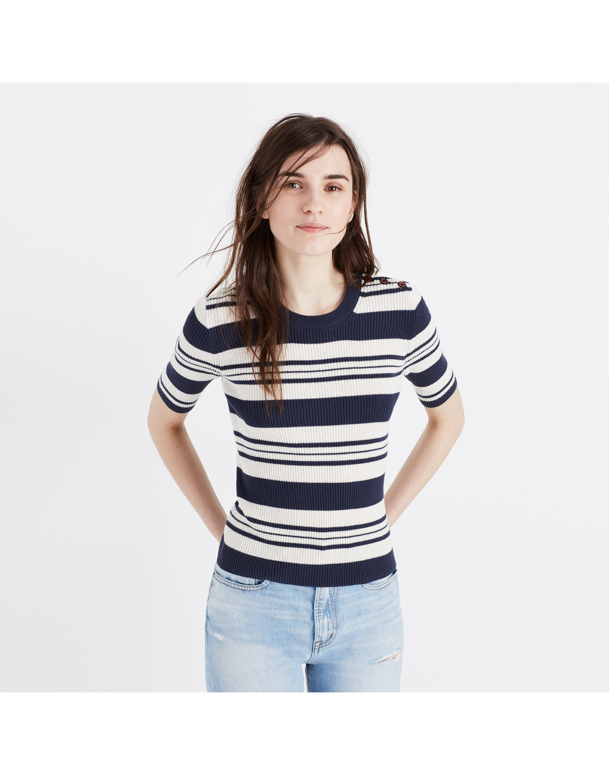 Ribbed Sweater Top in Stripe | Madewell