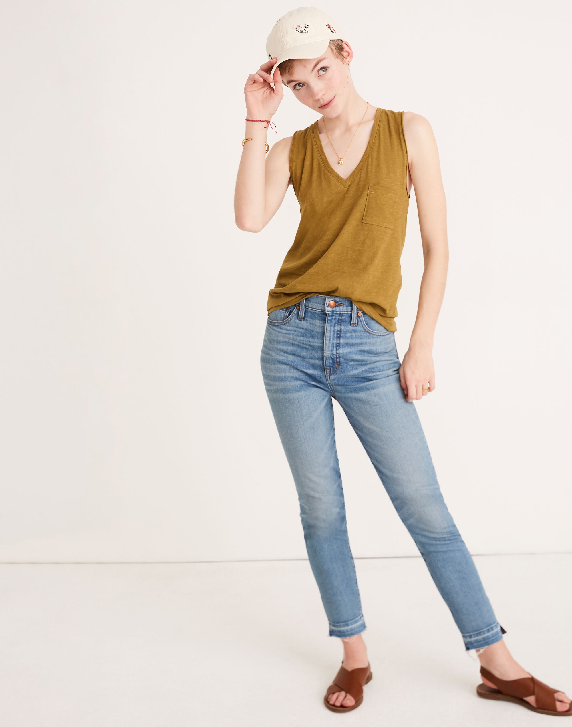 Whisper Cotton V-Neck Pocket Tank | Madewell