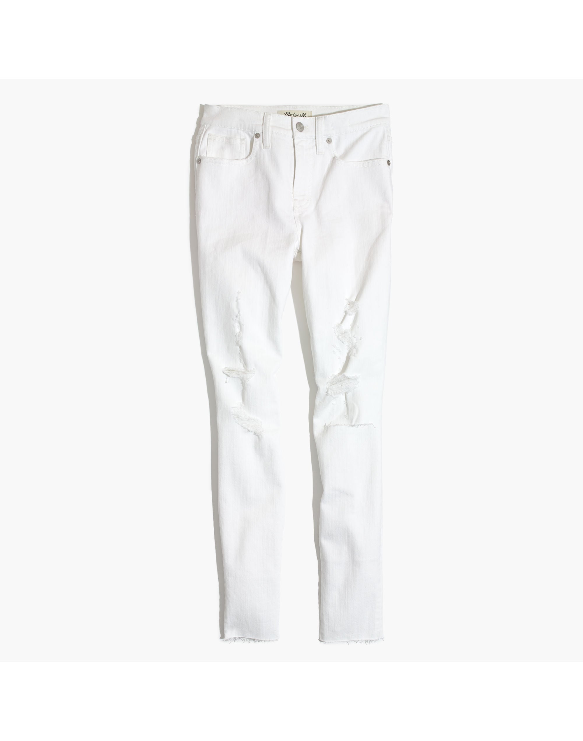 9" High-Rise Skinny Crop Jeans in Pure White: Destructed Edition | Madewell