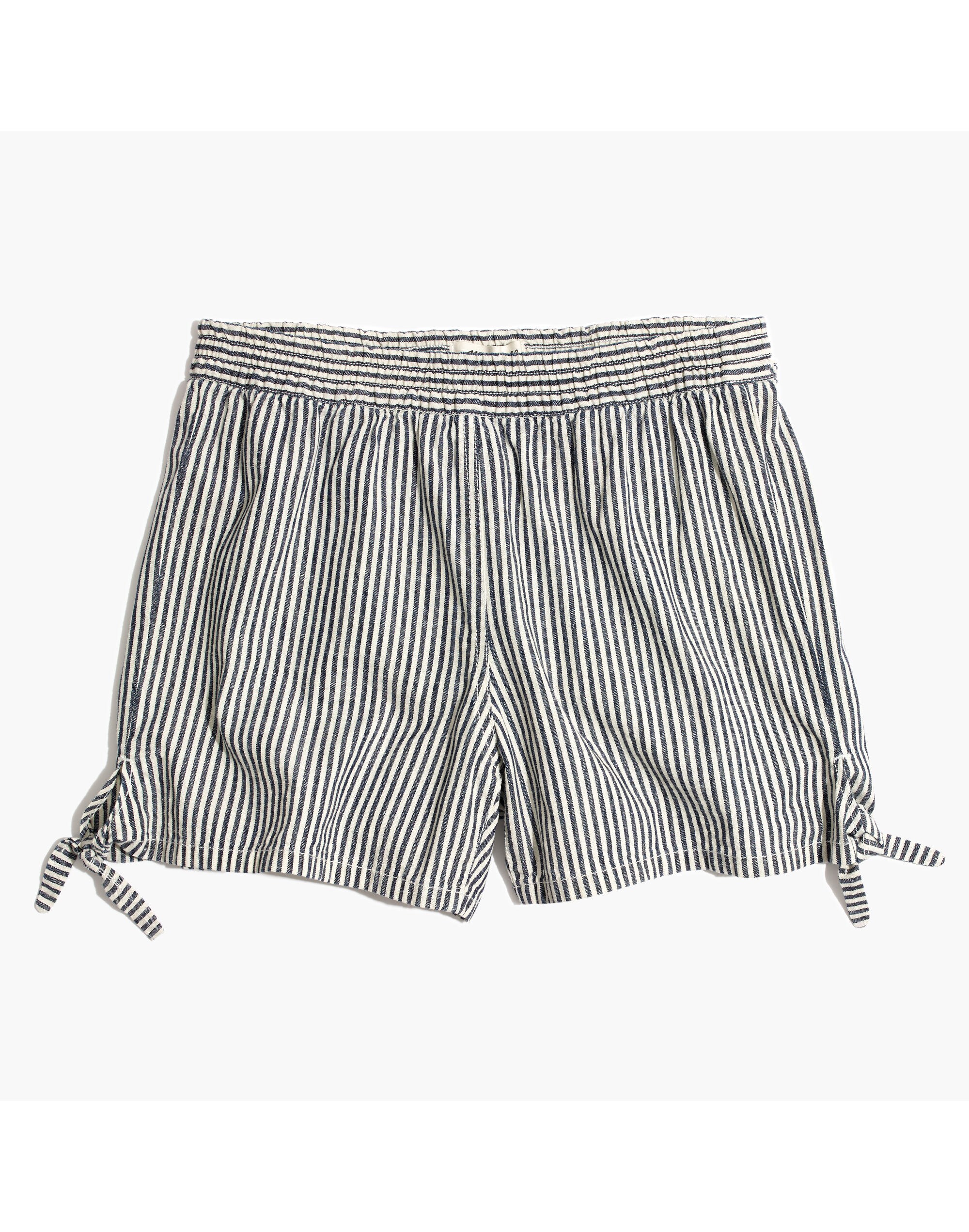 Pull-On Side-Tie Shorts in Chambray Stripe | Madewell