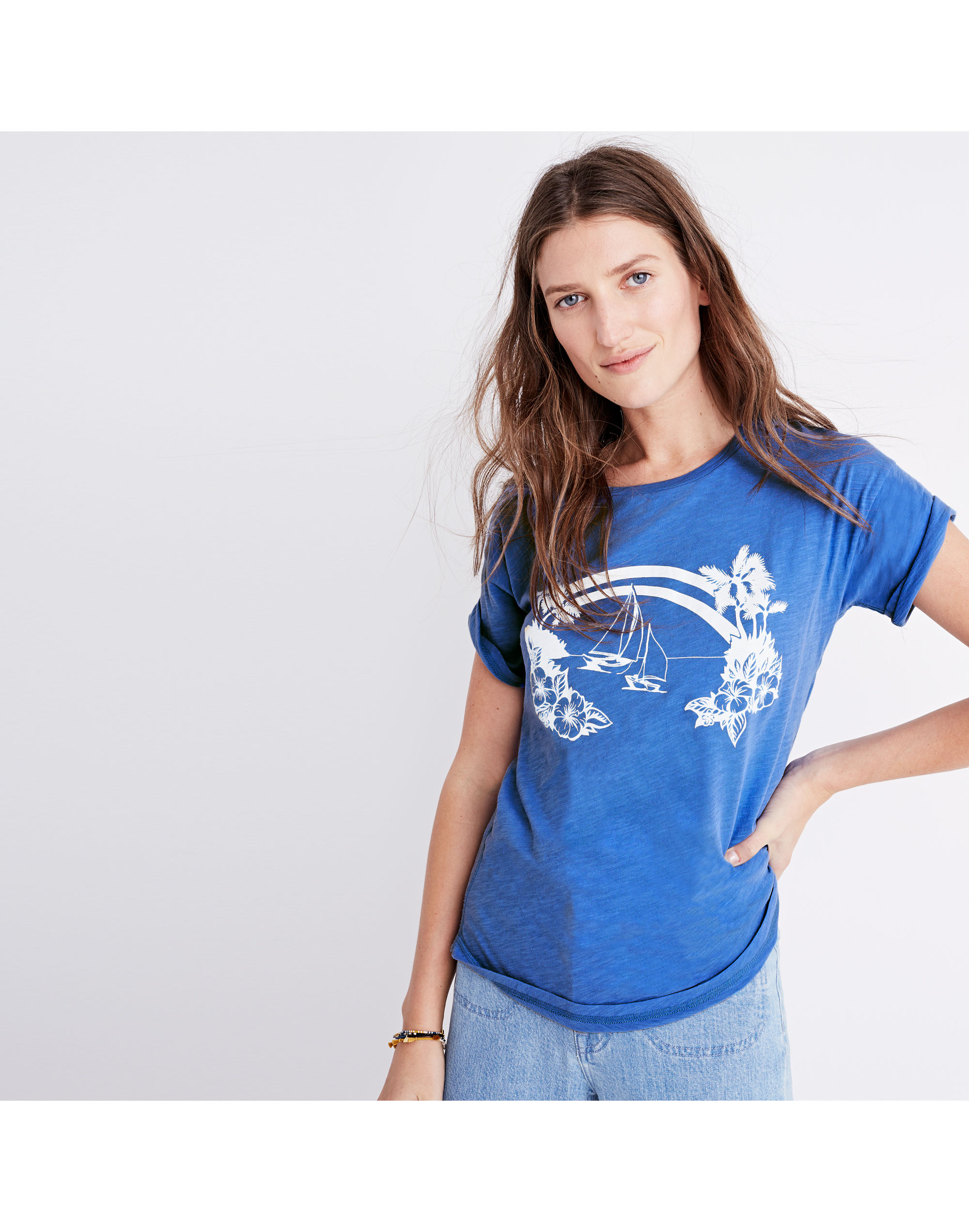 Whisper Cotton Tropical Souvenir Crewneck Tee | Madewell