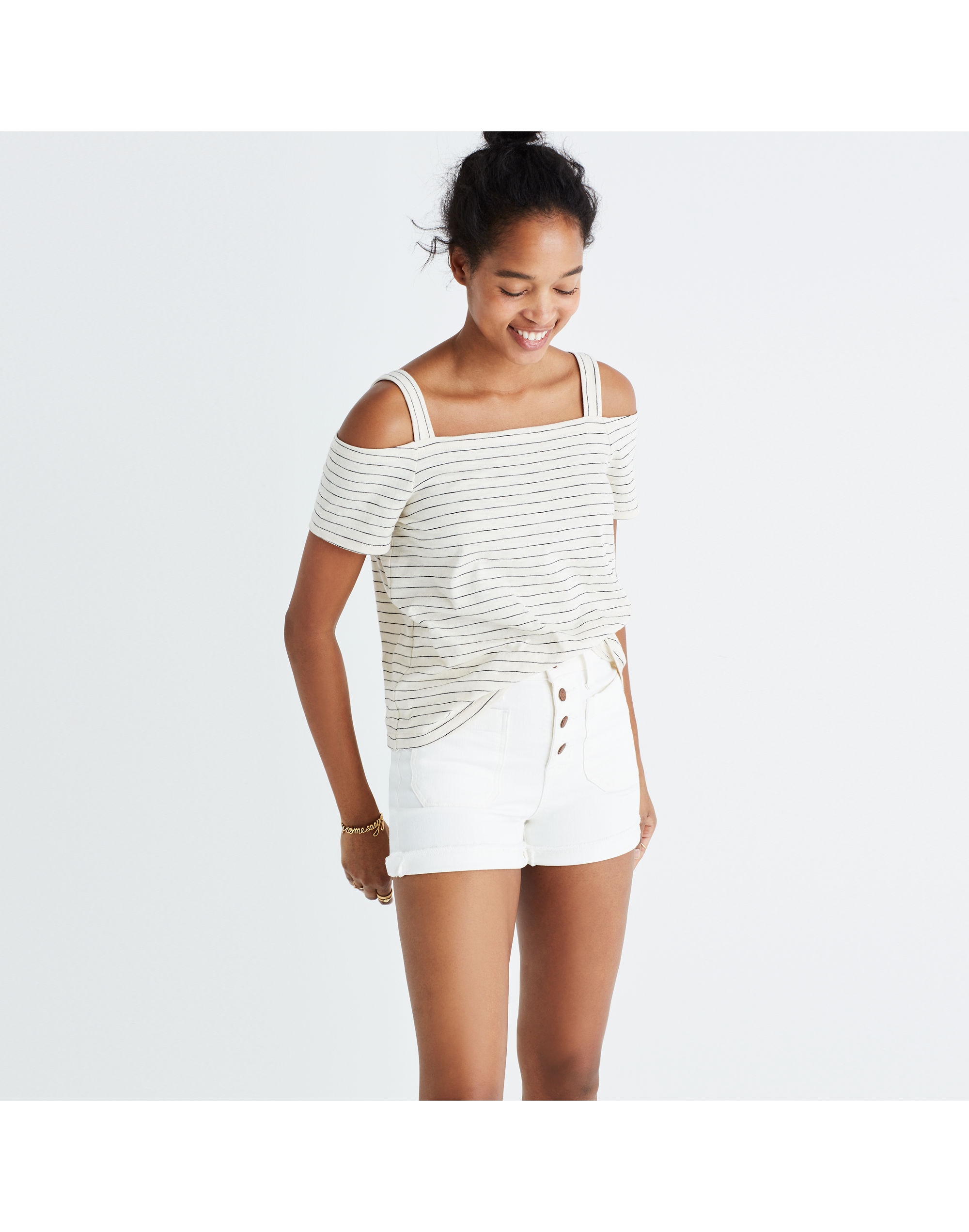 Cold-Shoulder Tee Bellamy Stripe | Madewell