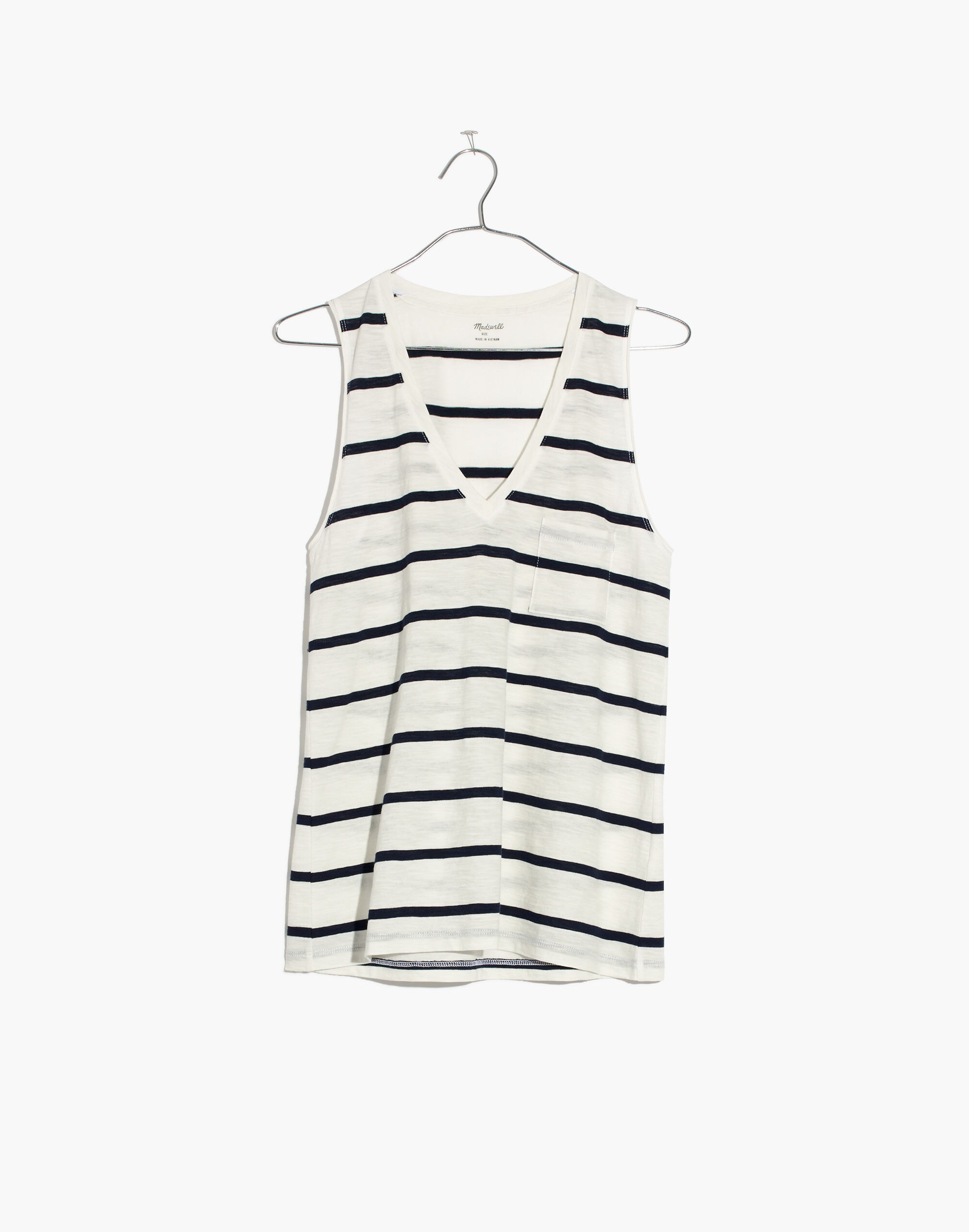 Whisper Cotton V-Neck Pocket Tank in Creston Stripe | Madewell