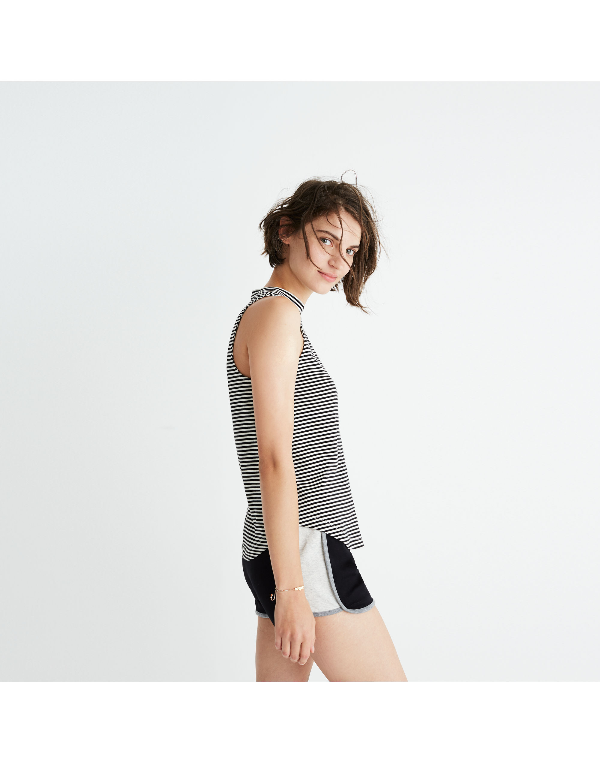 Mockneck Shirttail Tank Top Stripe | Madewell