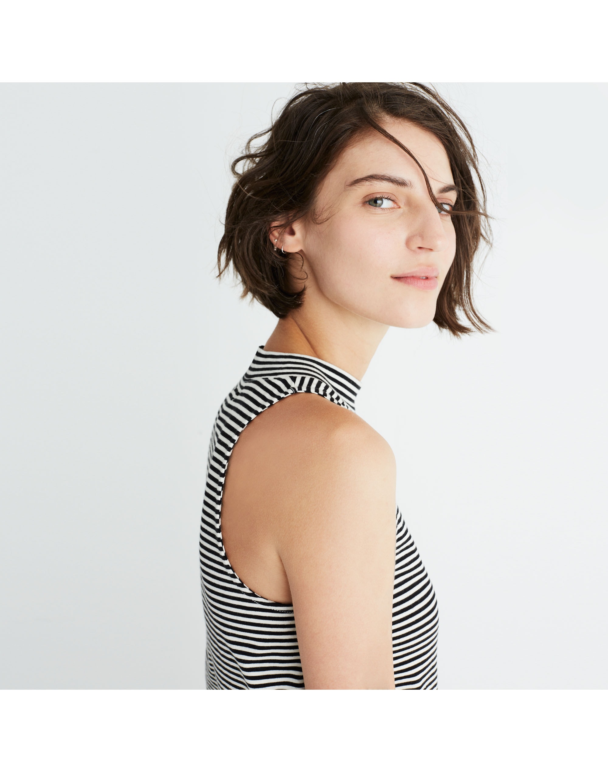 Mockneck Shirttail Tank Top Stripe | Madewell