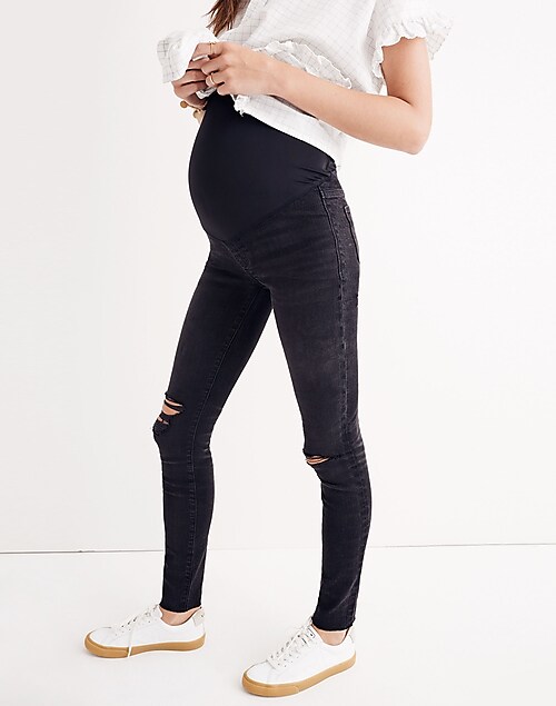 Women's Maternity Over-the-Belly Skinny Jeans in Black Sea
