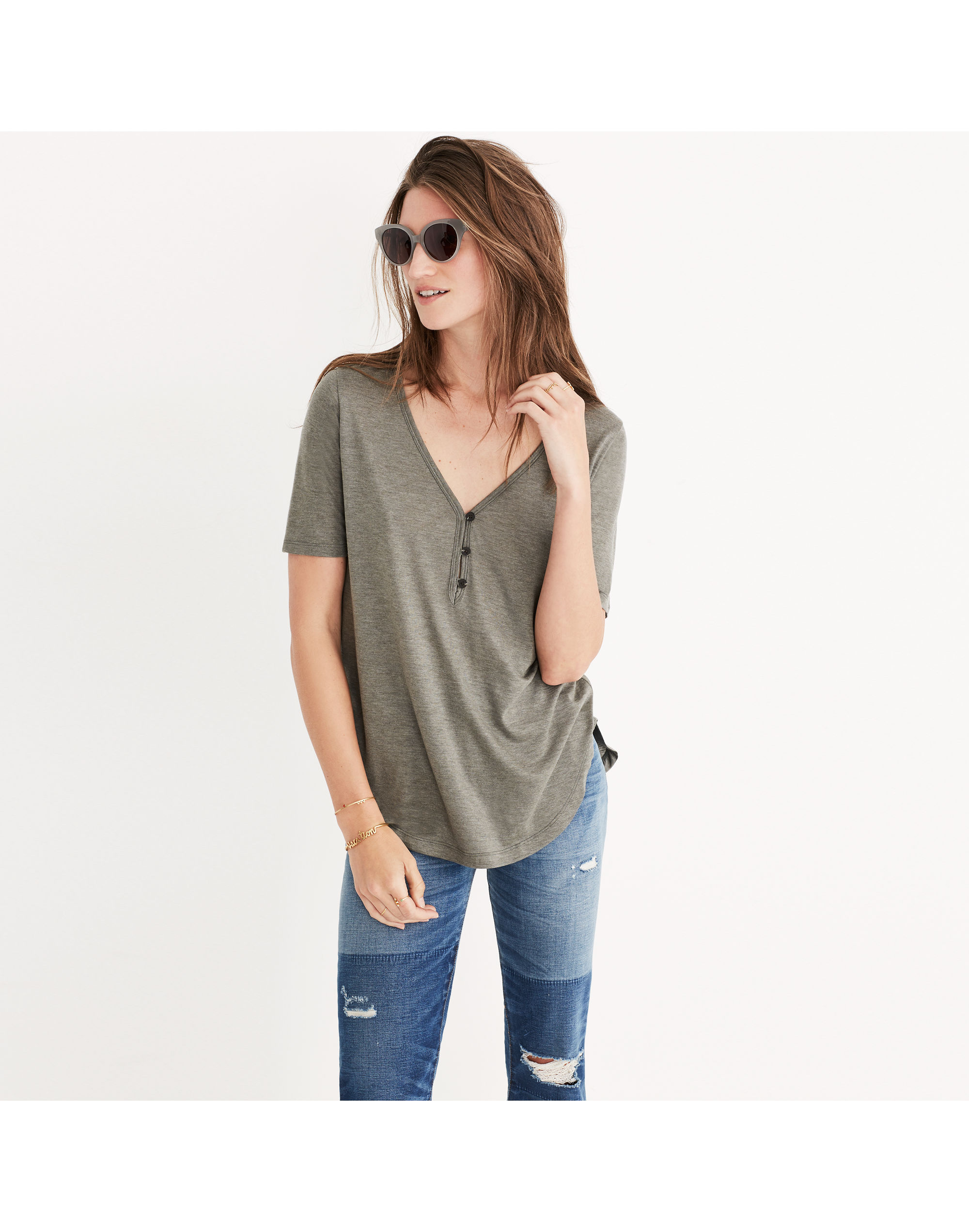 Drapey Henley Tee | Madewell