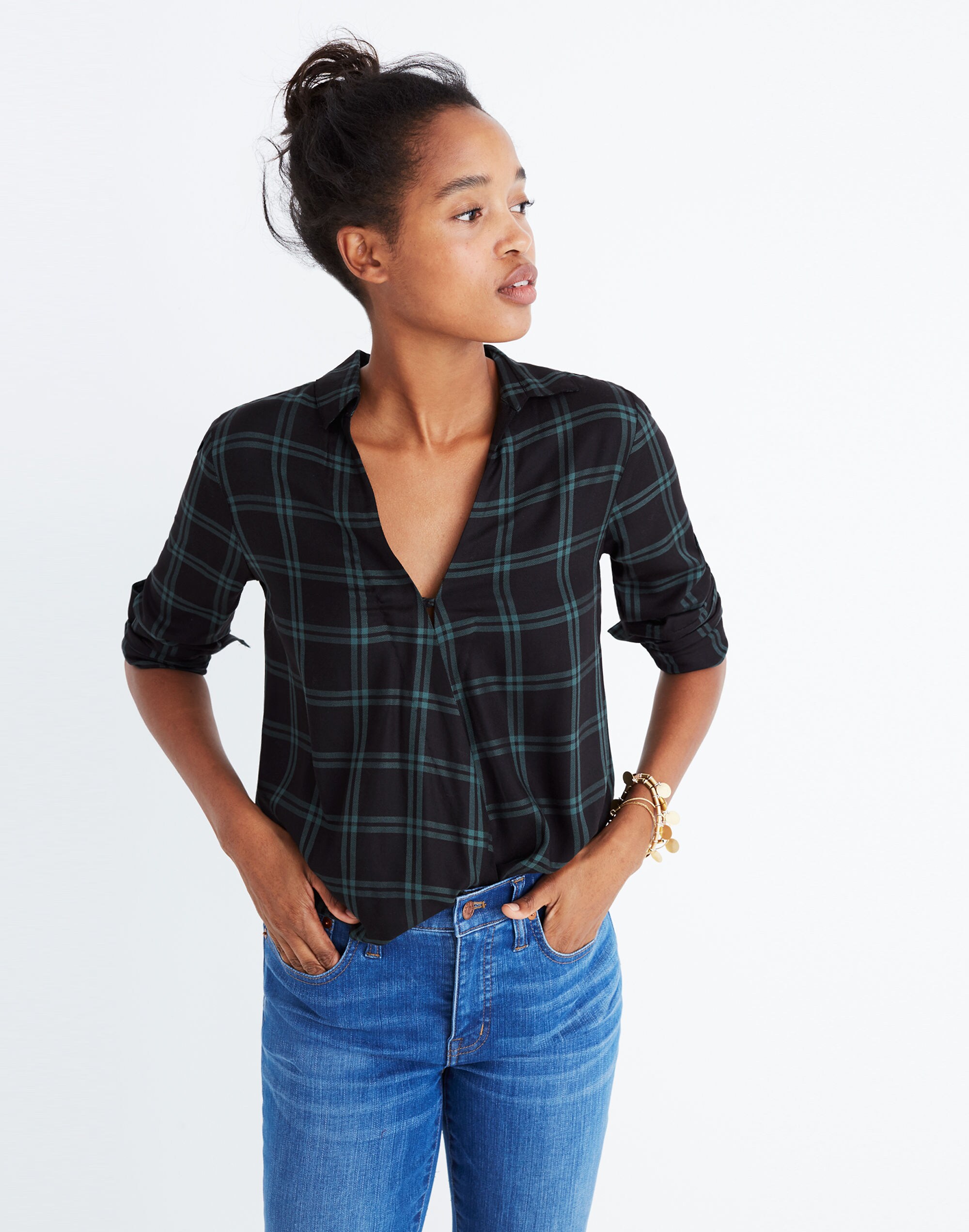 madewell blue plaid shirt