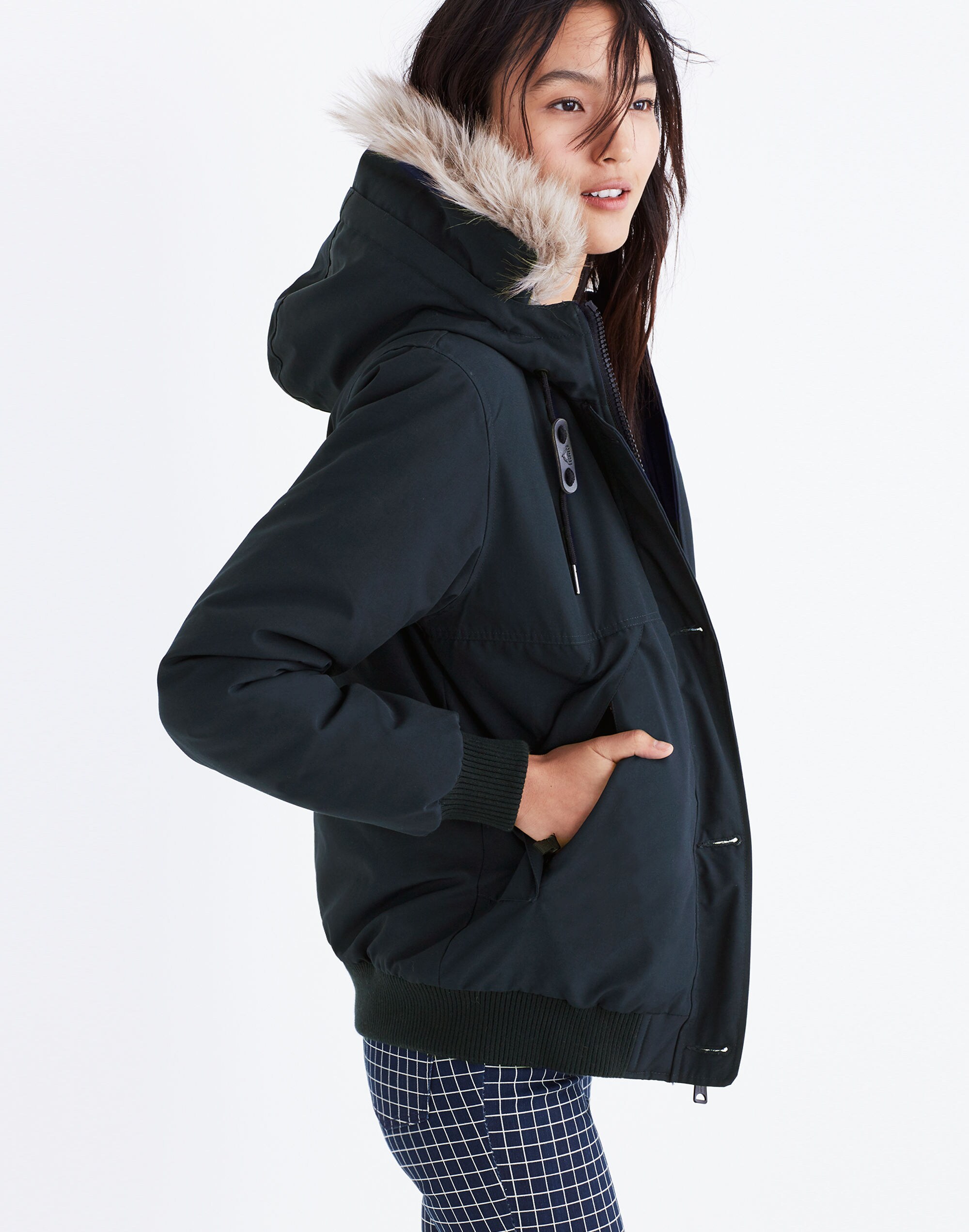 madewell faux shearling trimmed surplus jacket