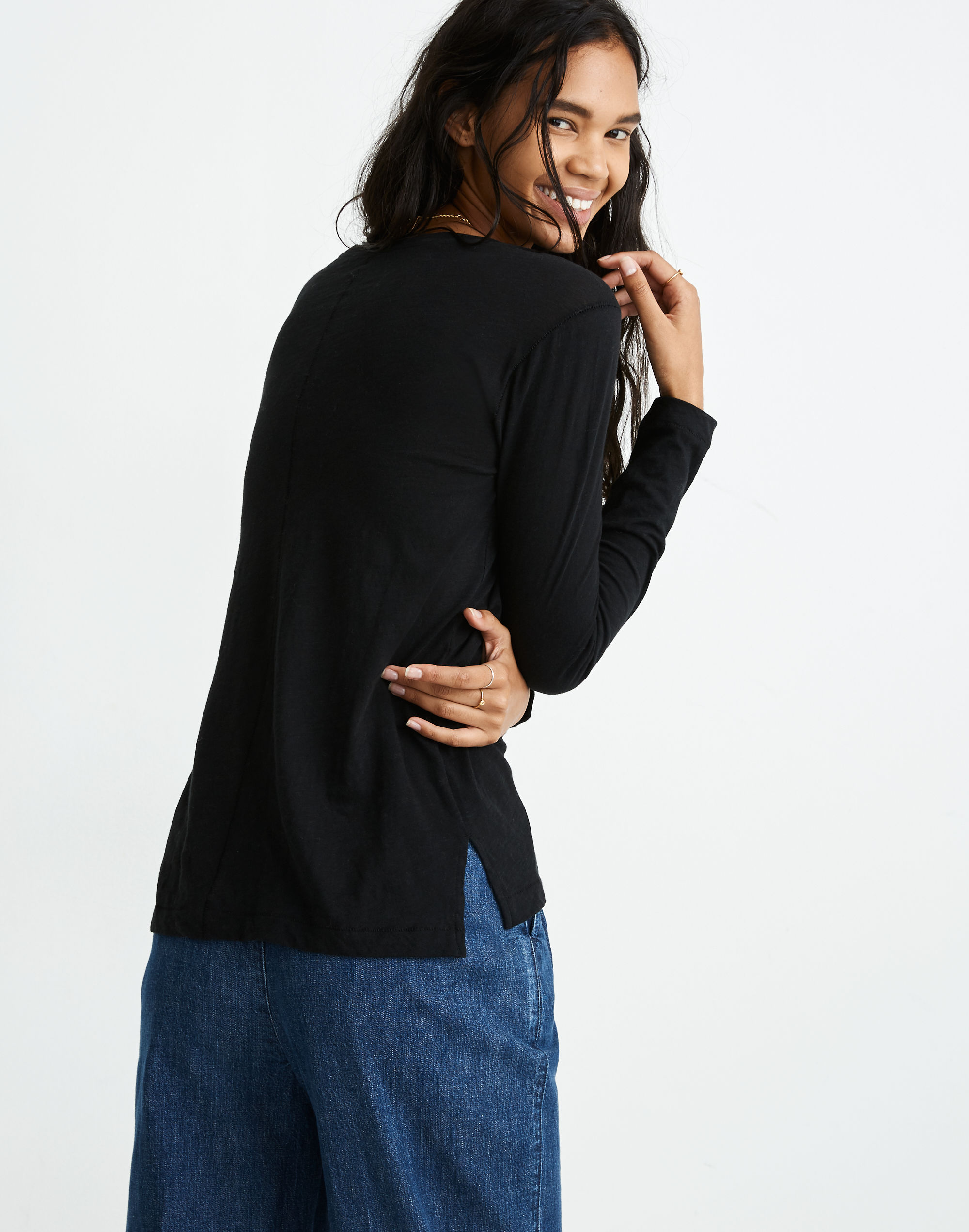 Whisper Cotton Crewneck Long-Sleeve Tee | Madewell