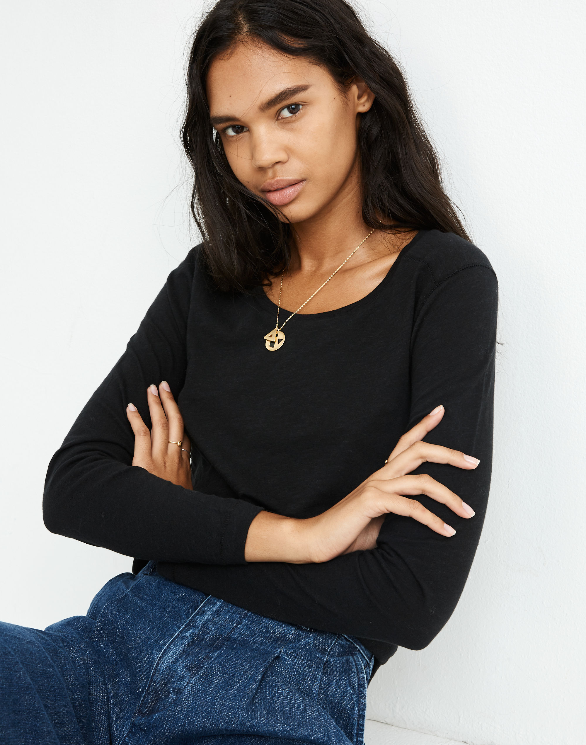 Whisper Cotton Crewneck Long-Sleeve Tee | Madewell