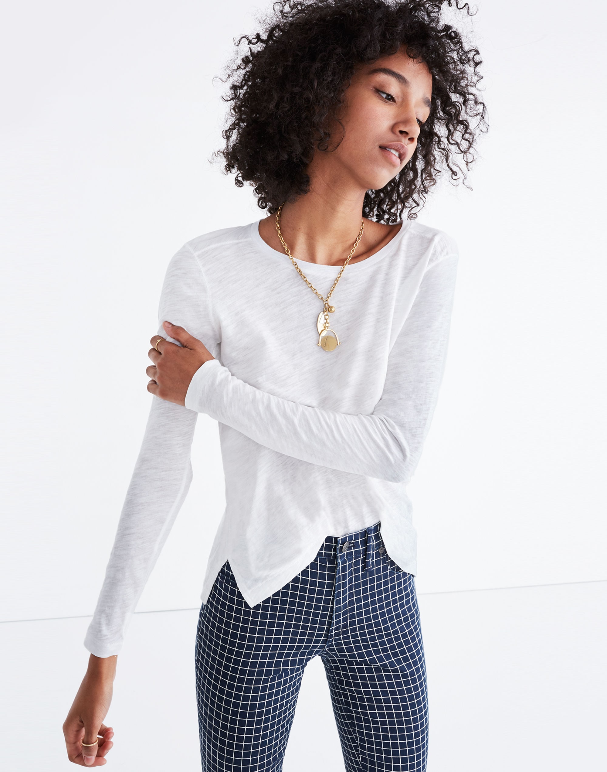 Whisper Cotton Crewneck Long-Sleeve Tee | Madewell