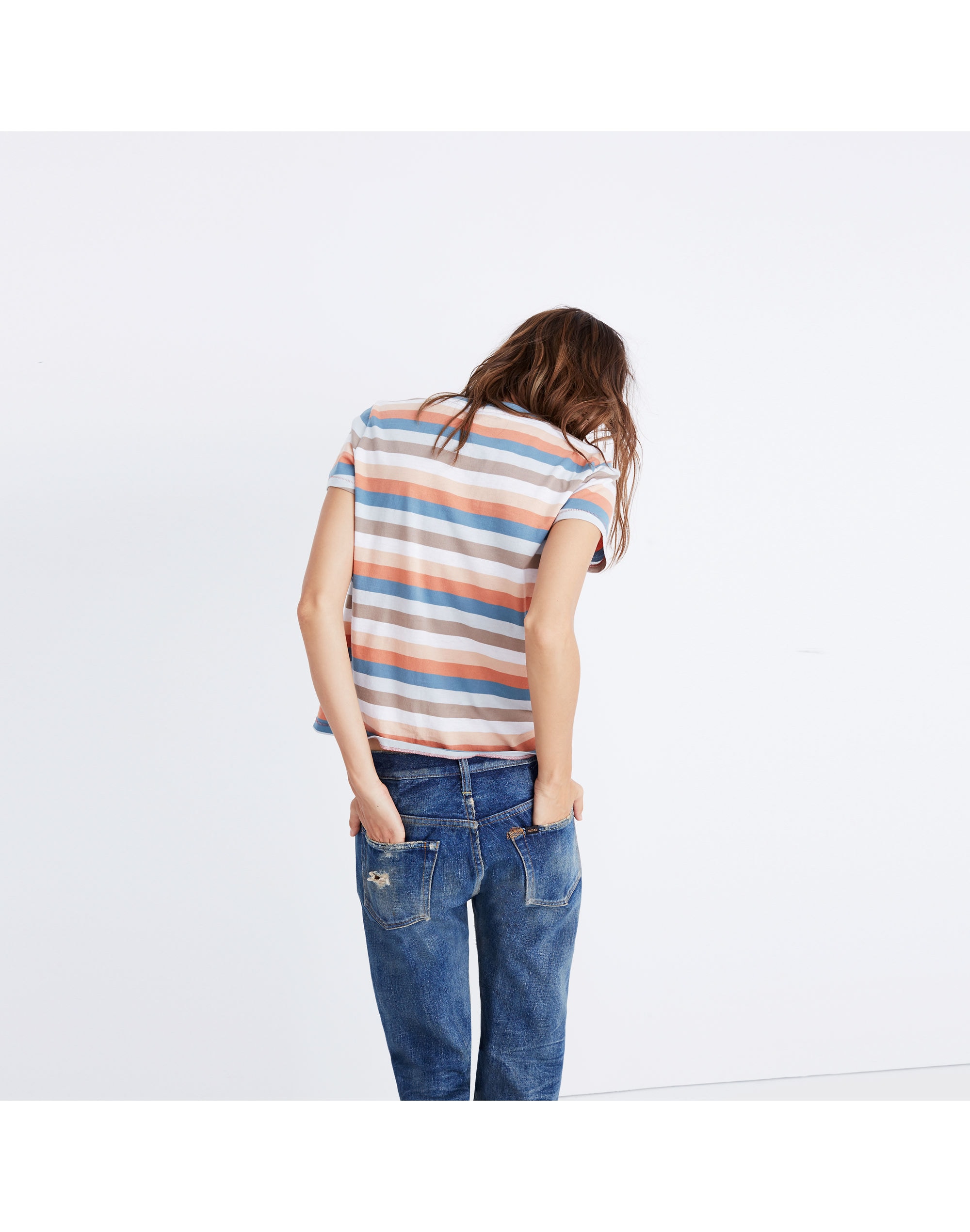 Embroidered Rainbow Striped Tee | Madewell