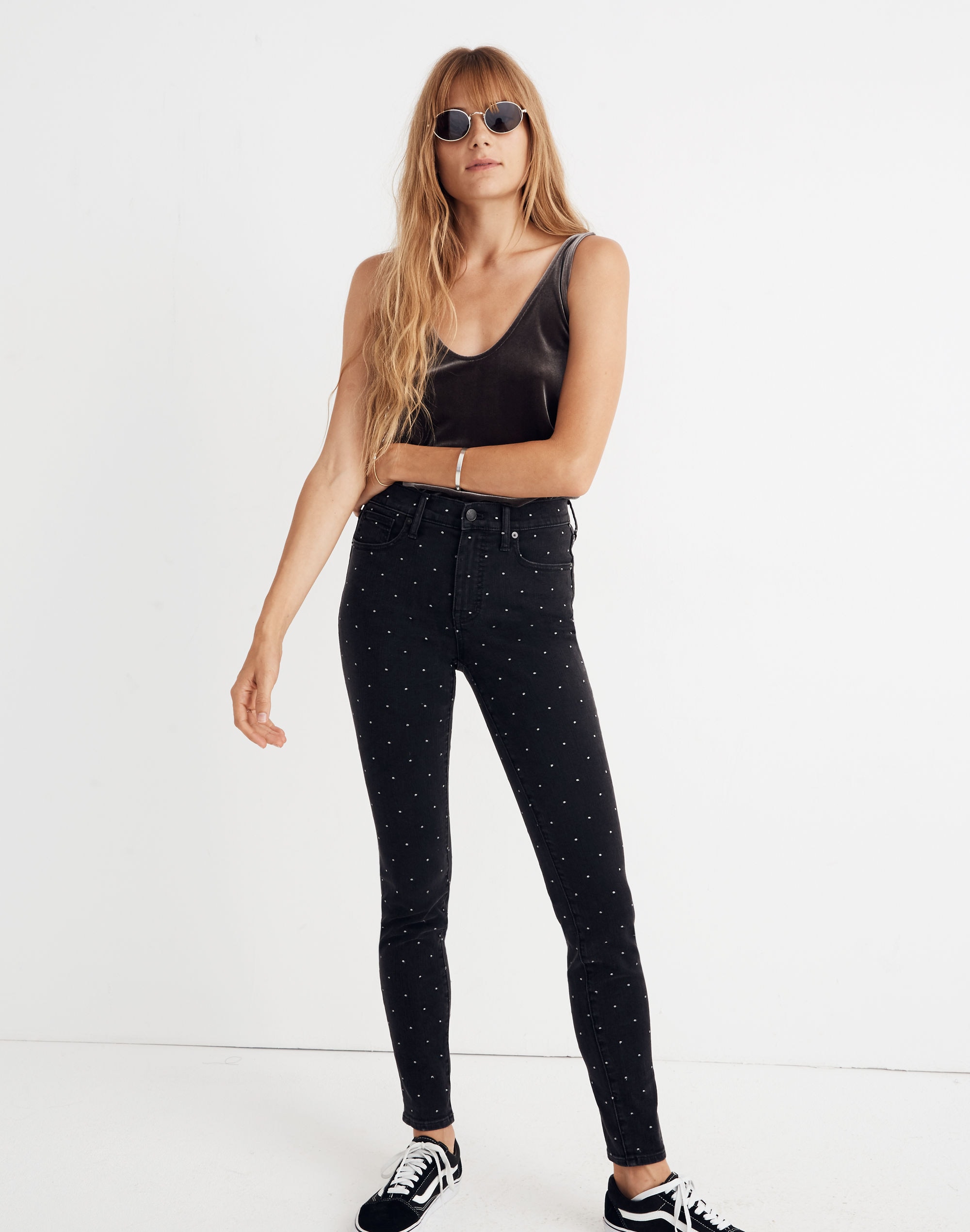 9" Mid-Rise Skinny Jeans: Metallic Dot Edition | Madewell