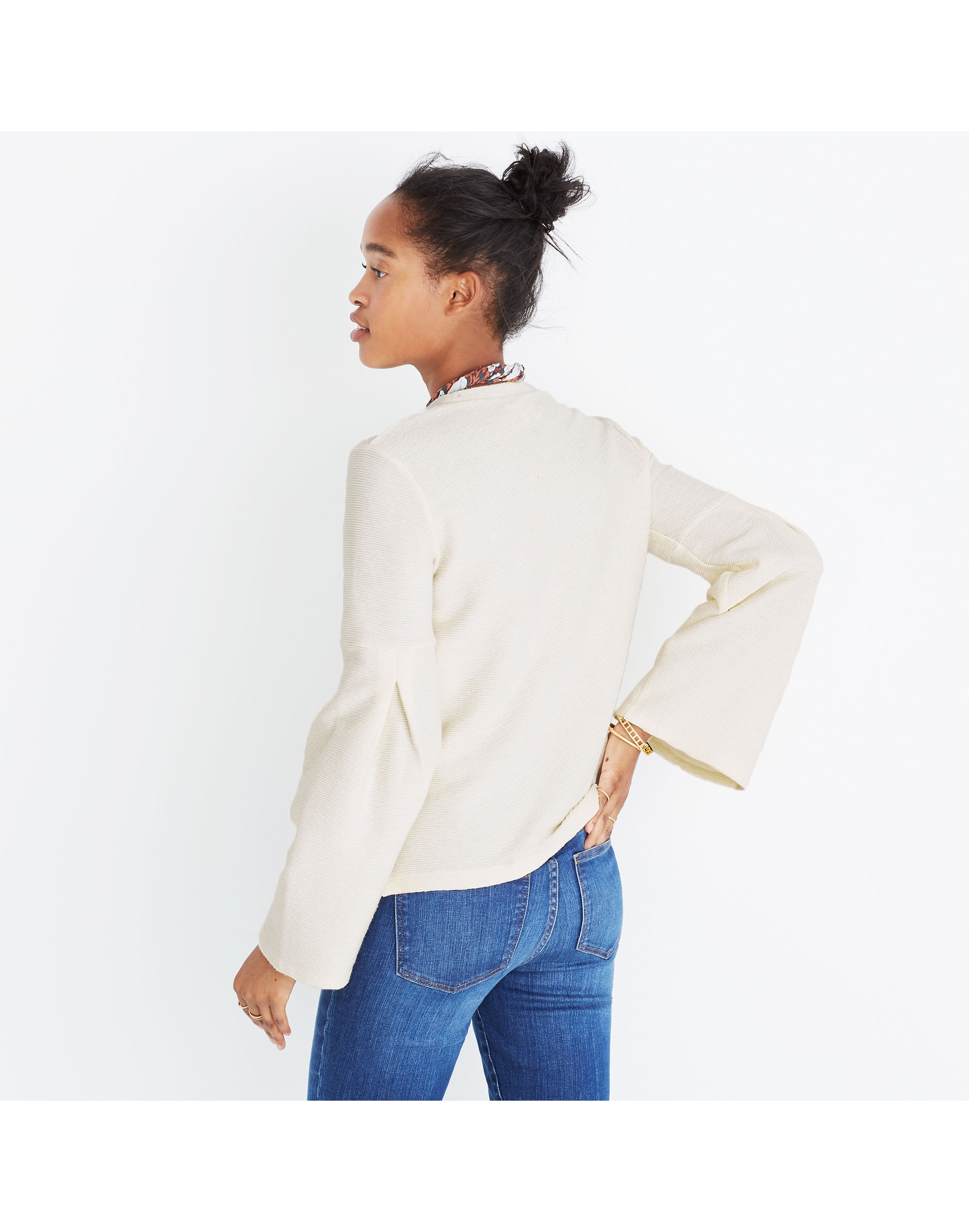 Pleat-Sleeve Ribbed Top | Madewell