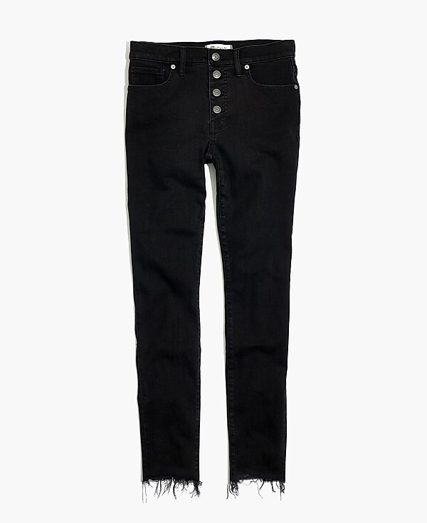 9" Mid-Rise Skinny Jeans in Berkeley Black: Button-Through Edition