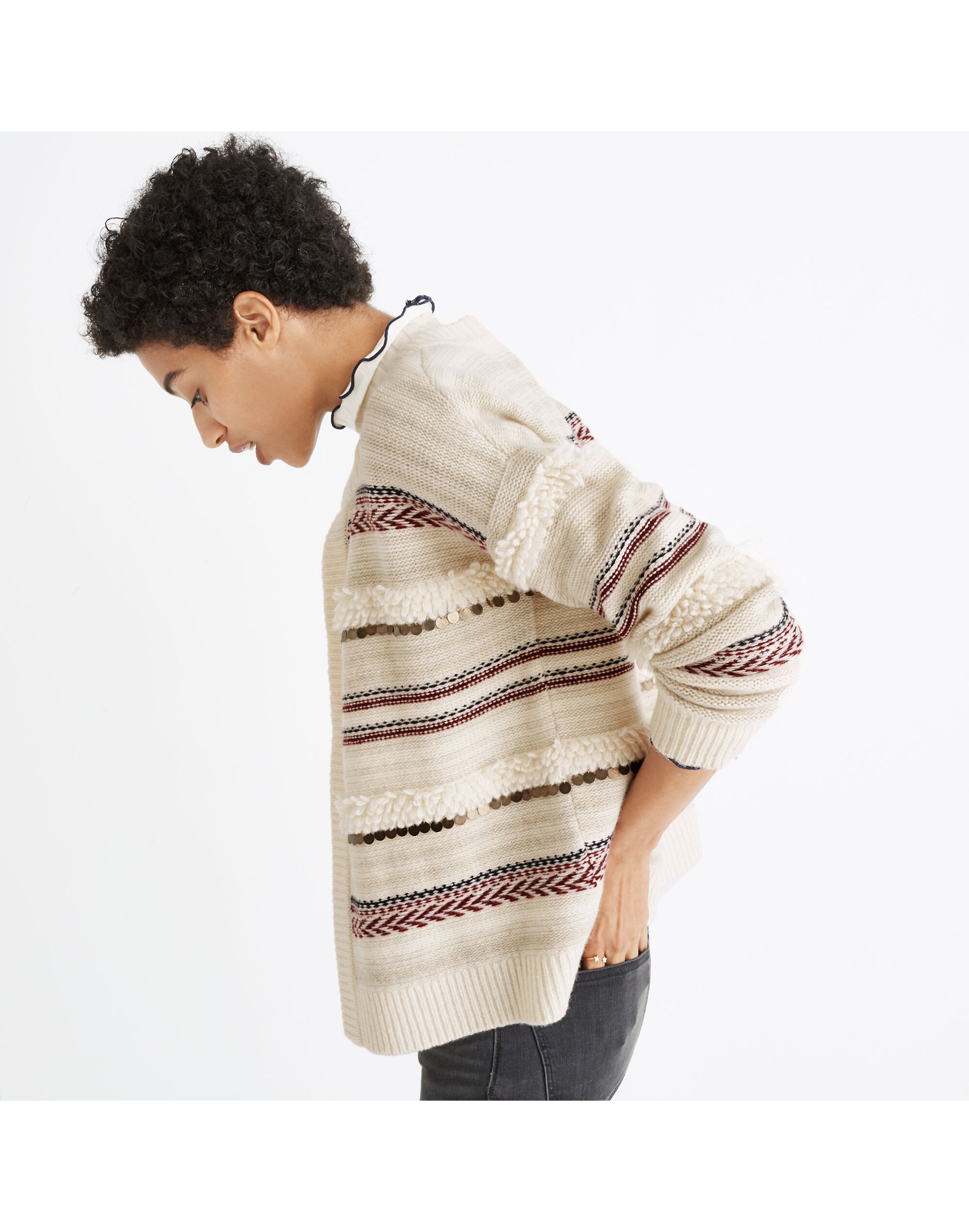 Paillette-Stripe Cardigan Sweater | Madewell