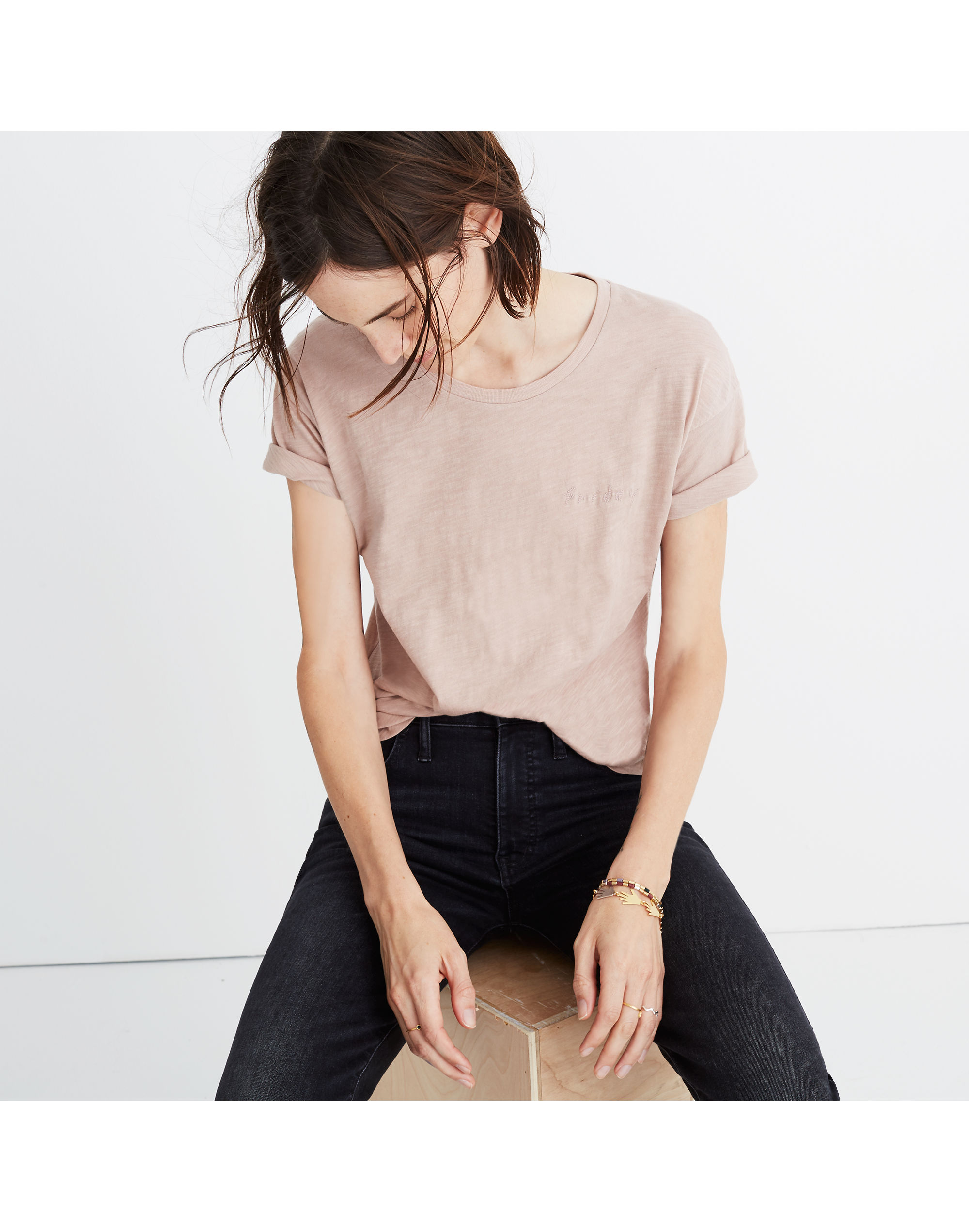 Embroidered Friday Whisper Cotton Crewneck Tee | Madewell