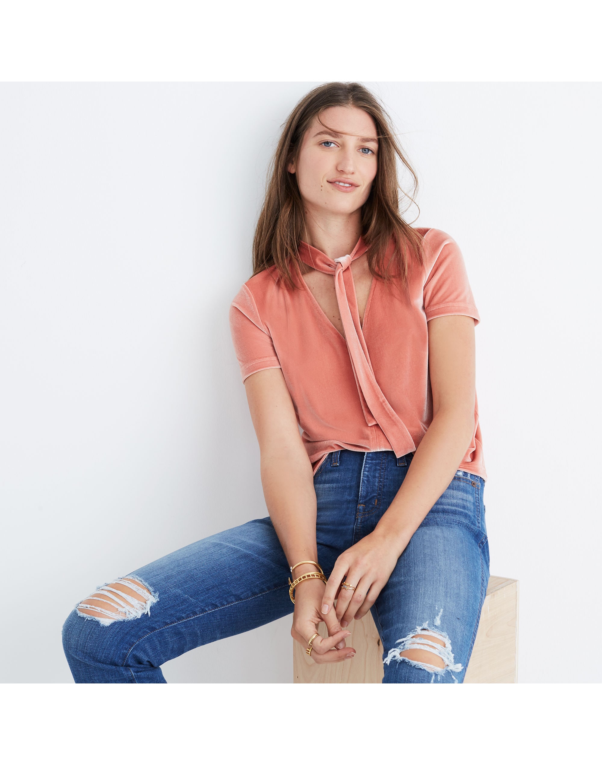 Velvet Tie-Neck Top | Madewell