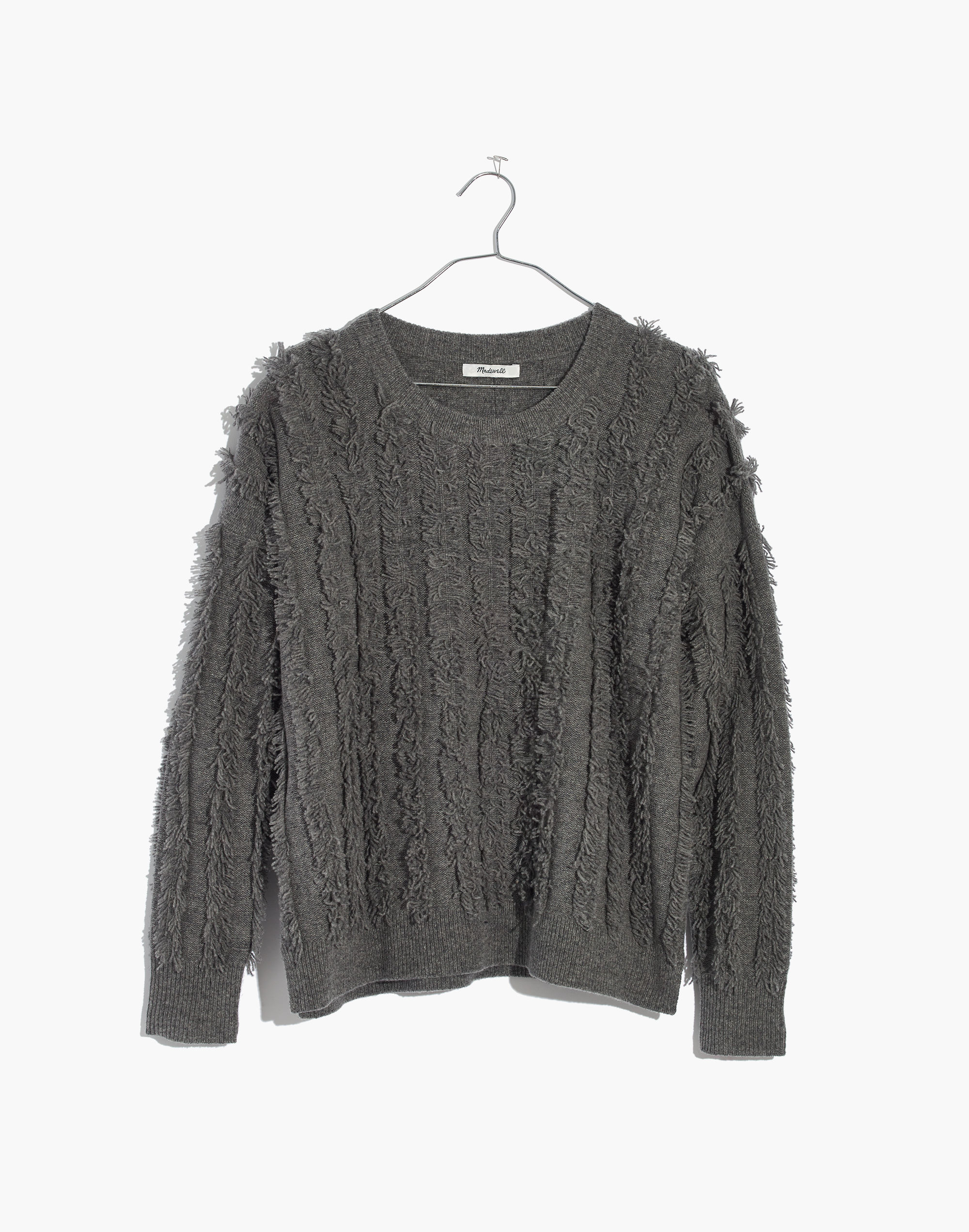 Fringe-Stripe Pullover Sweater