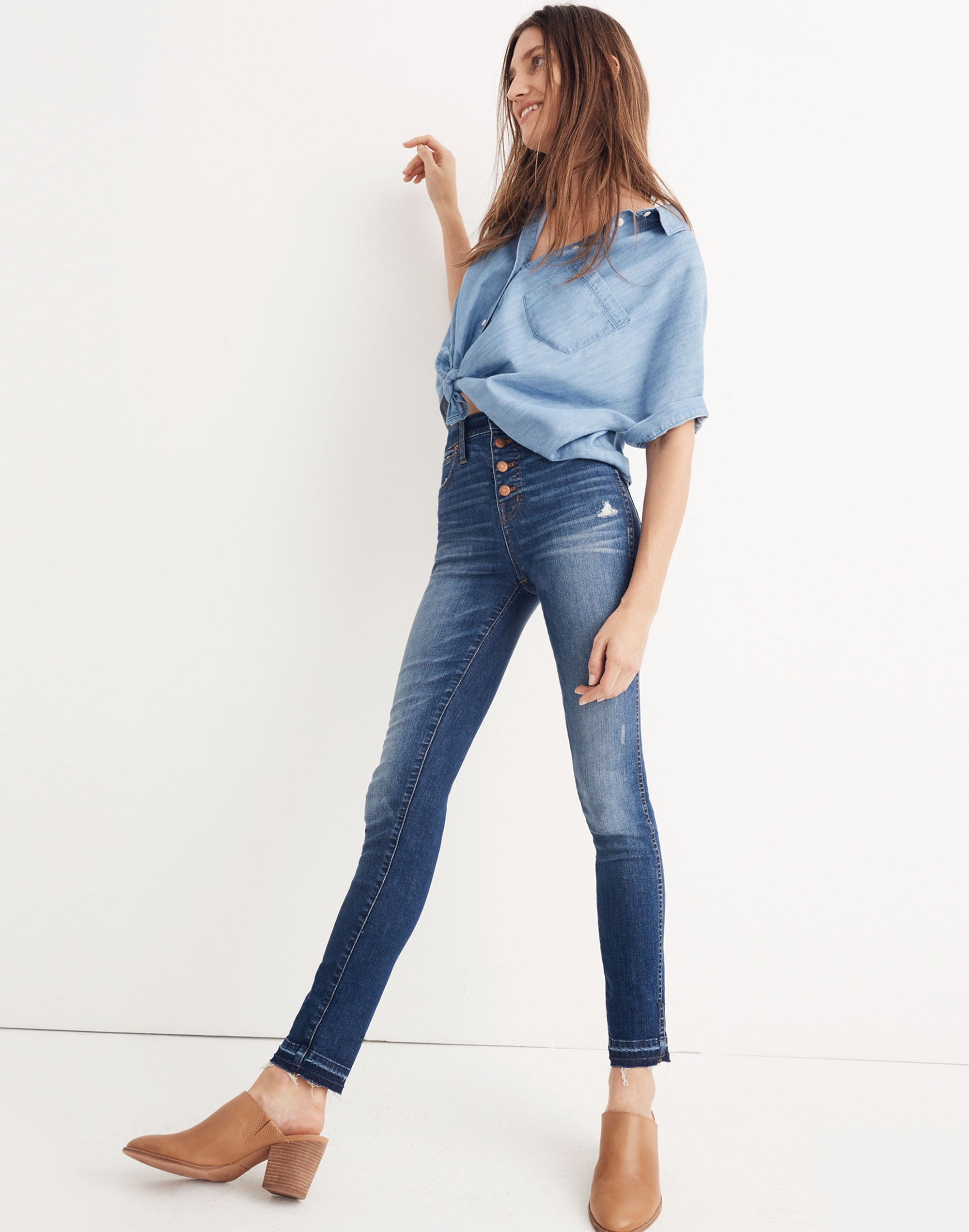 10" High-Rise Skinny Jeans: Drop-Hem Edition