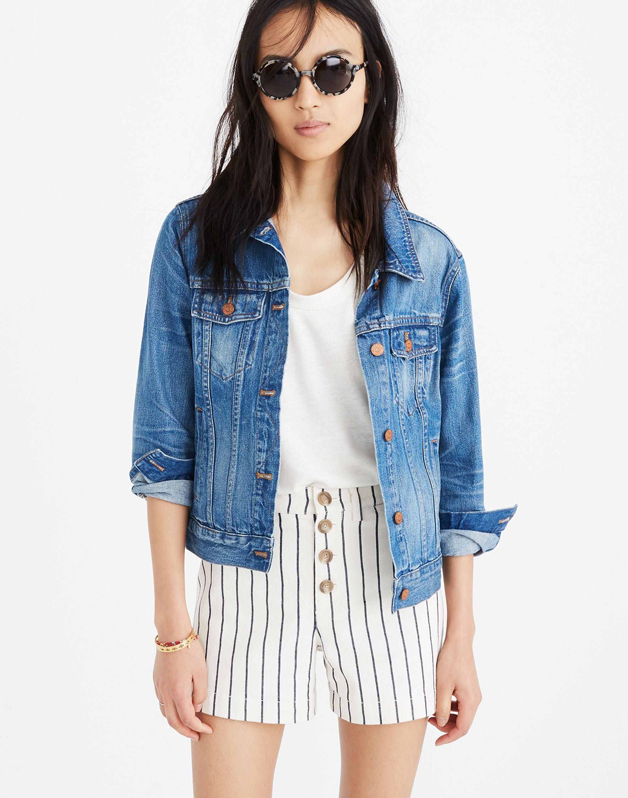 Emmett Button-Front Shorts Stripe | Madewell