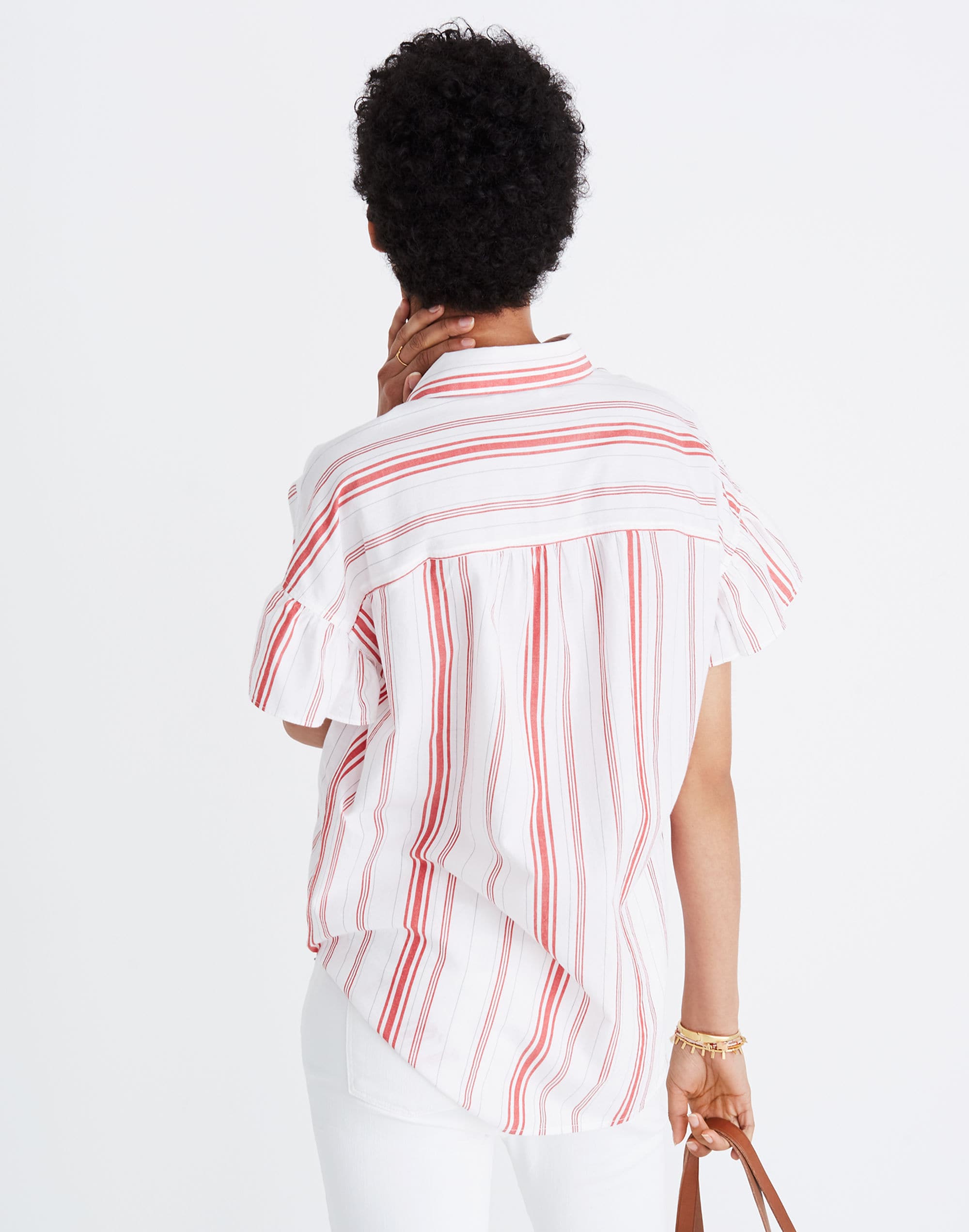 Central Ruffle-Sleeve Shirt Carey Stripe | Madewell