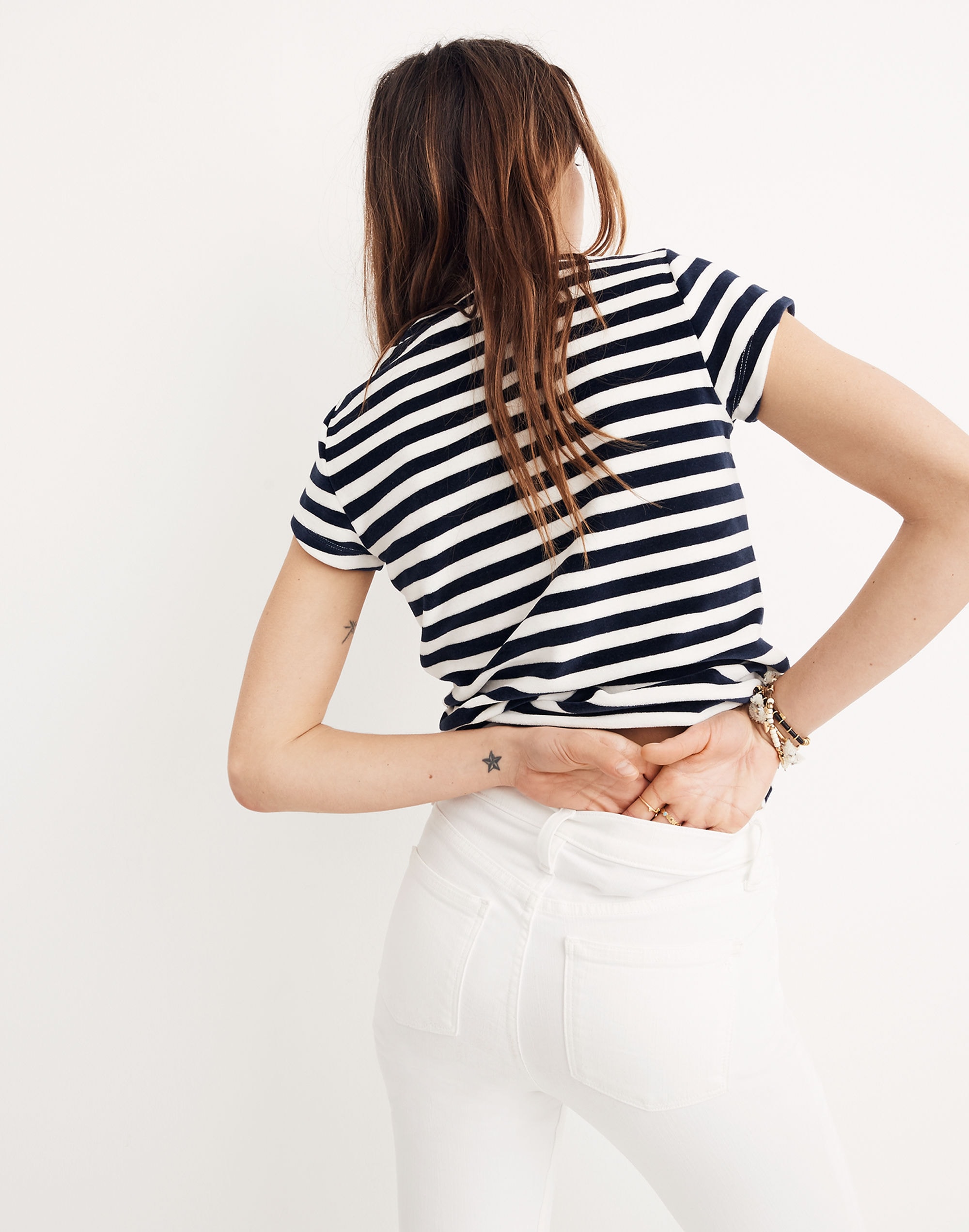 Velour Crewneck Tee Meg Stripe | Madewell