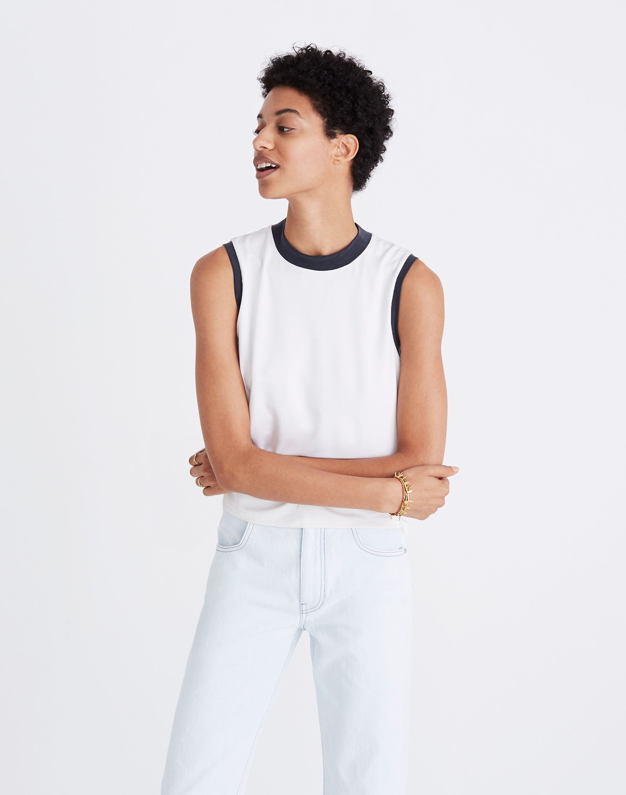 Sandwashed Ringer Mockneck Tank Top | Madewell