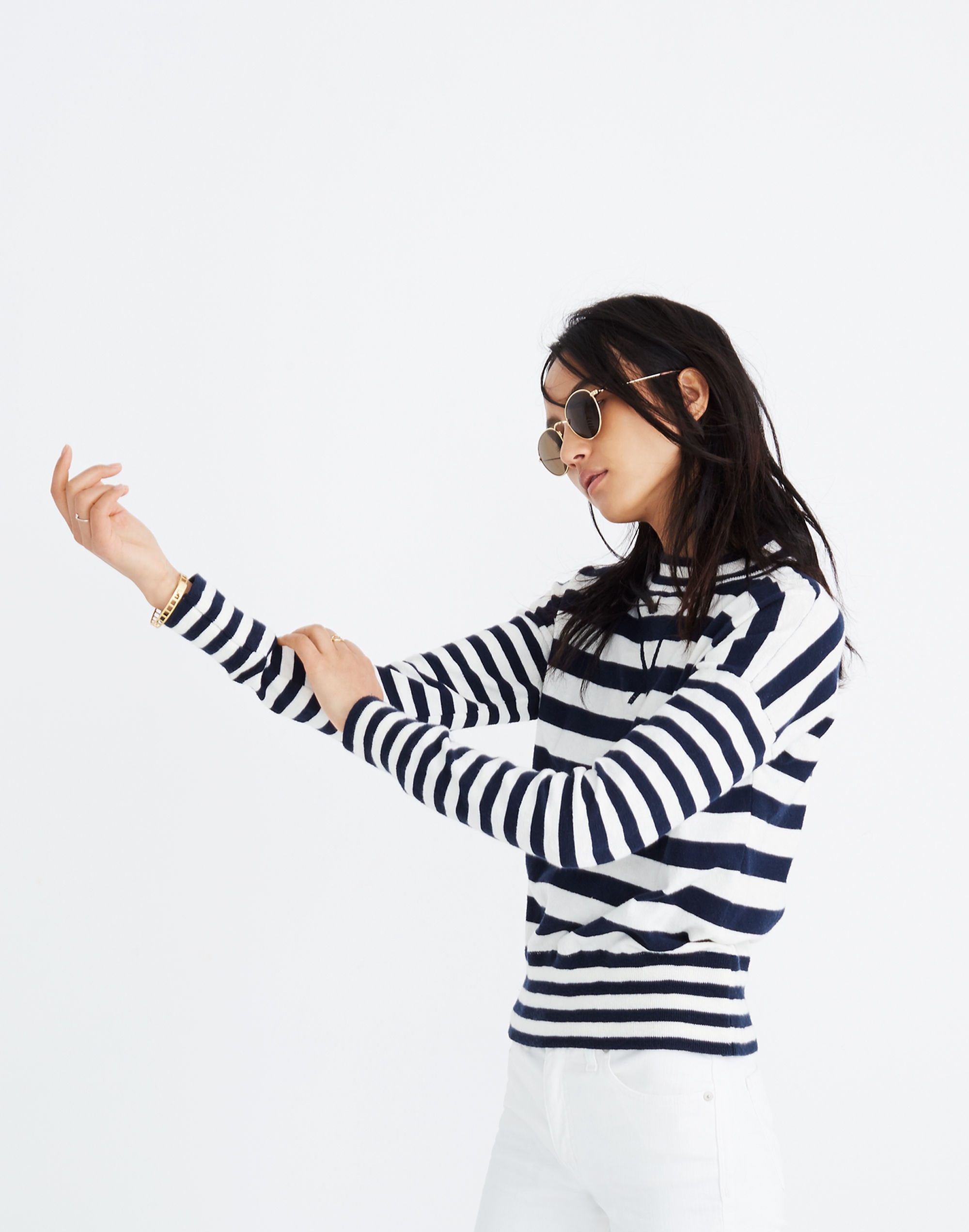 Relaxed Mockneck Sweater in Stripe | Madewell