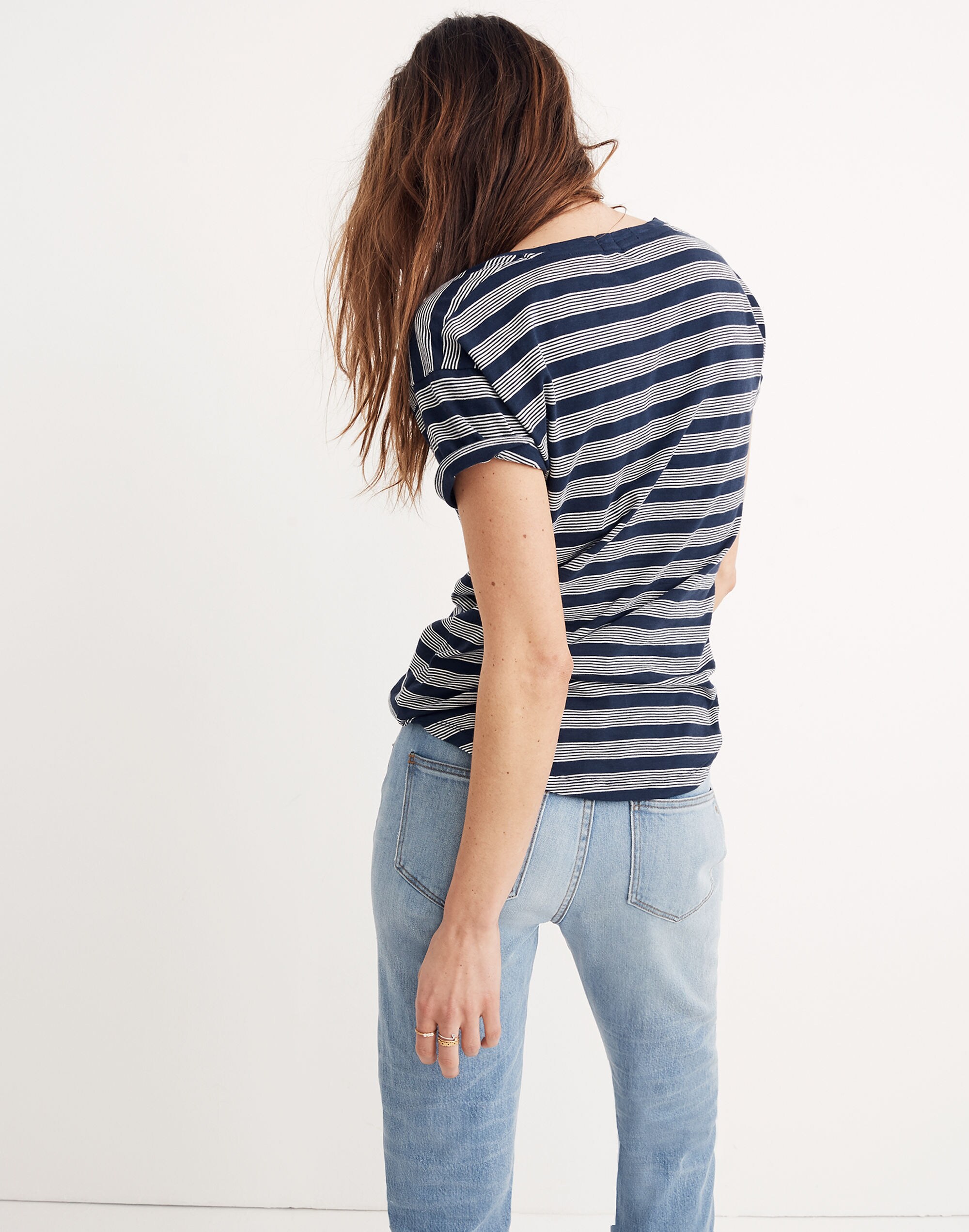 Whisper Cotton Crewneck Tee in Lori Stripe | Madewell