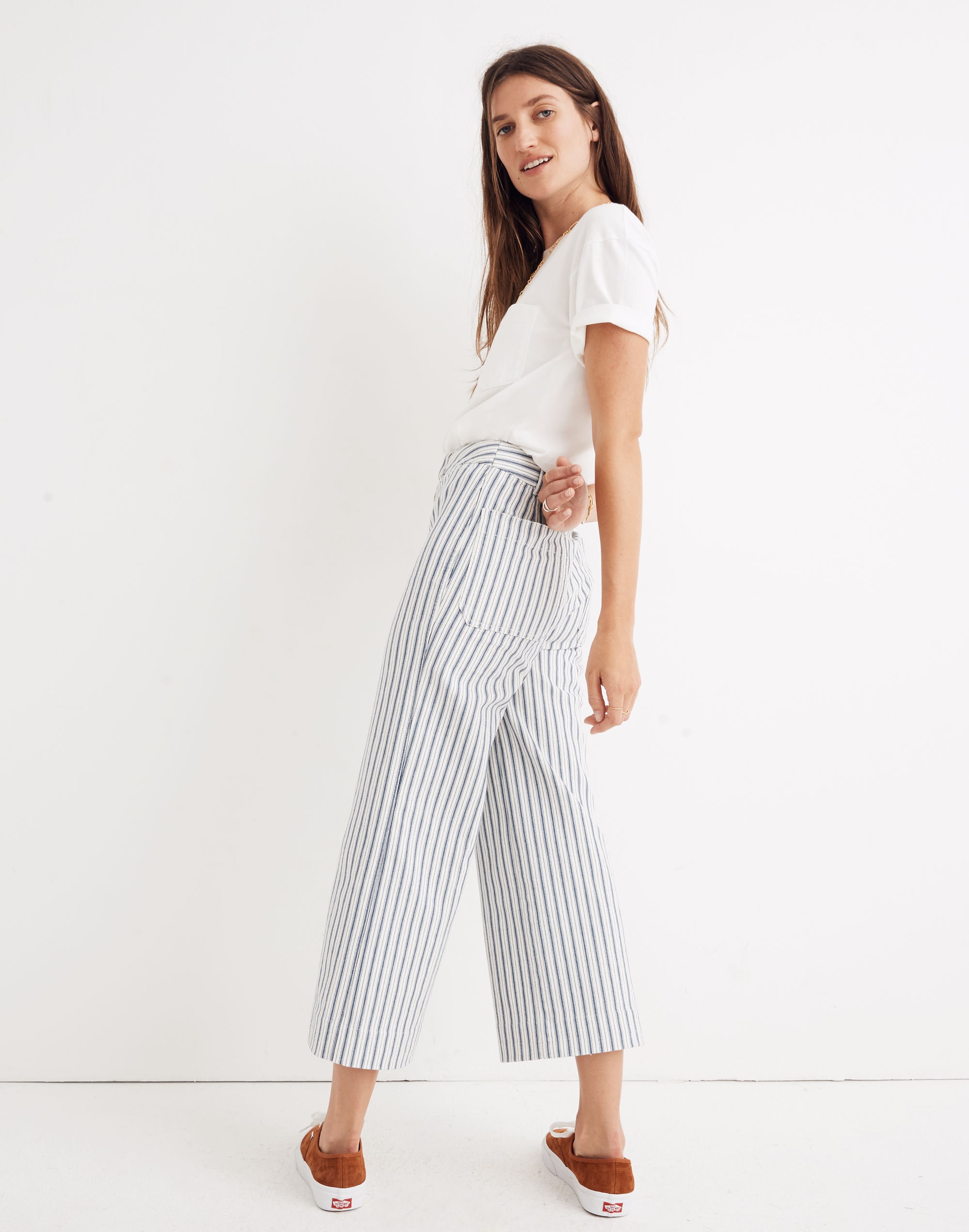 Emmett Wide-Leg Crop Pants Stripe: Button-Front Edition | Madewell