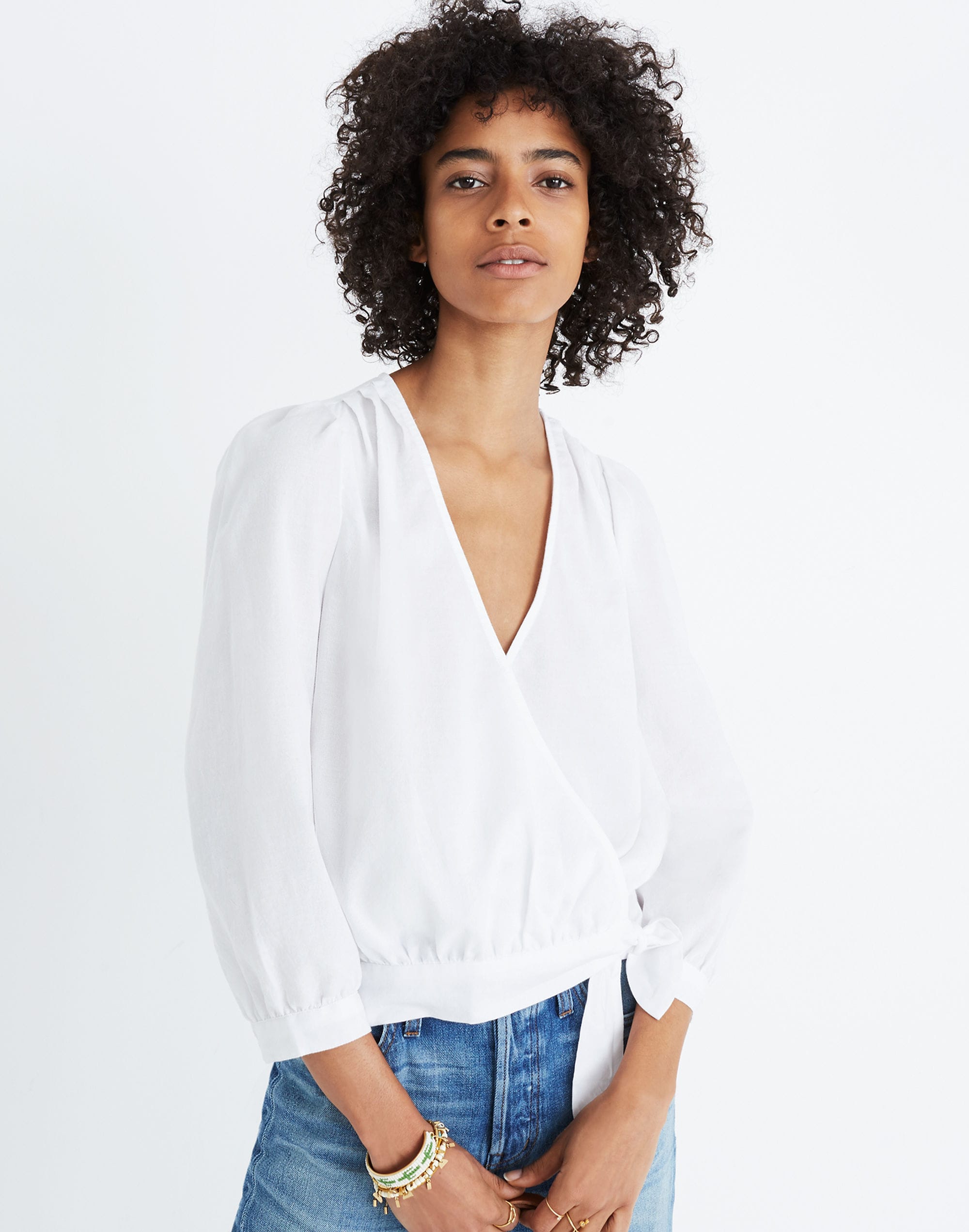 Wrap Top Eyelet White | Madewell