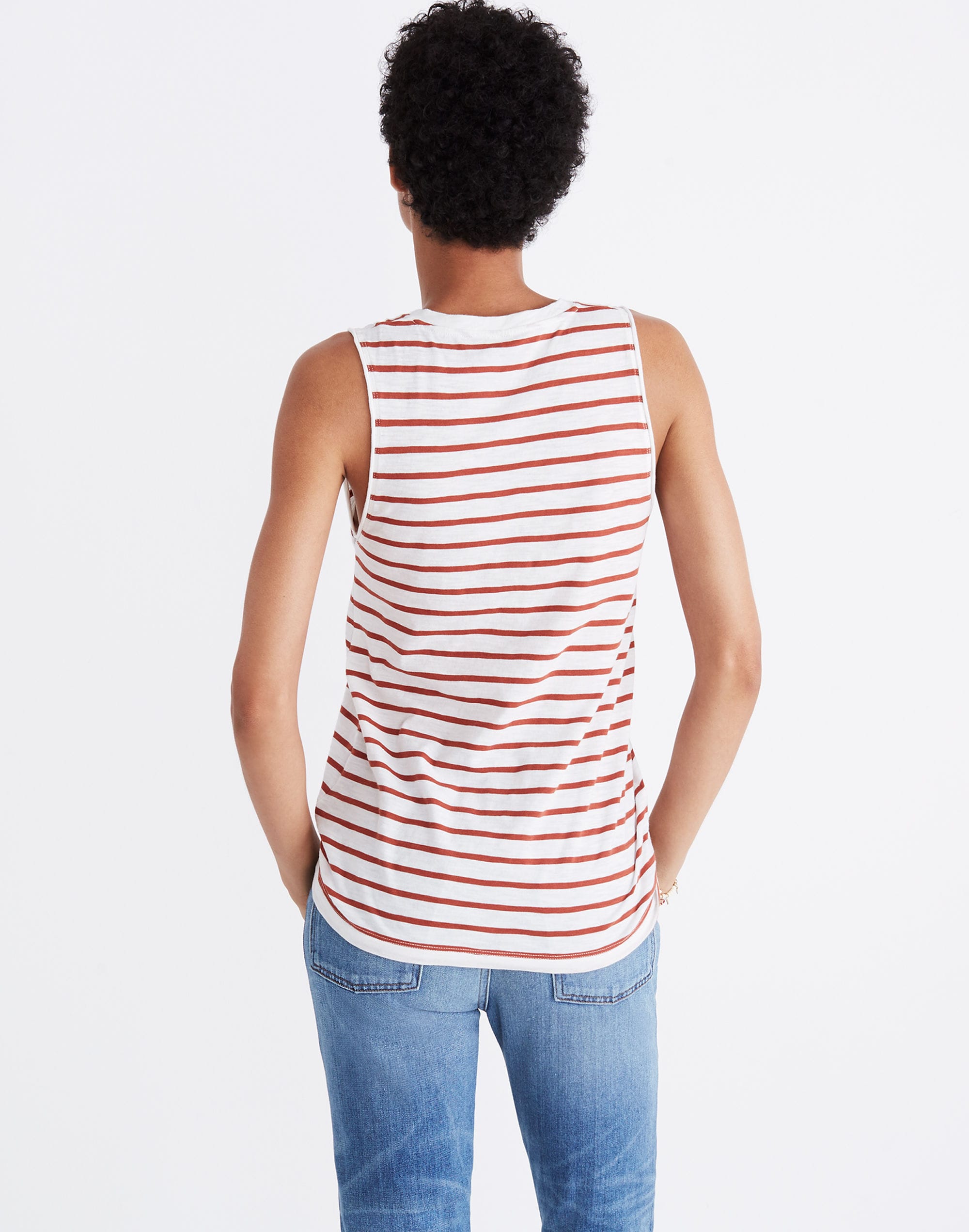 Whisper Cotton V-Neck Pocket Tank Abilene Stripe | Madewell