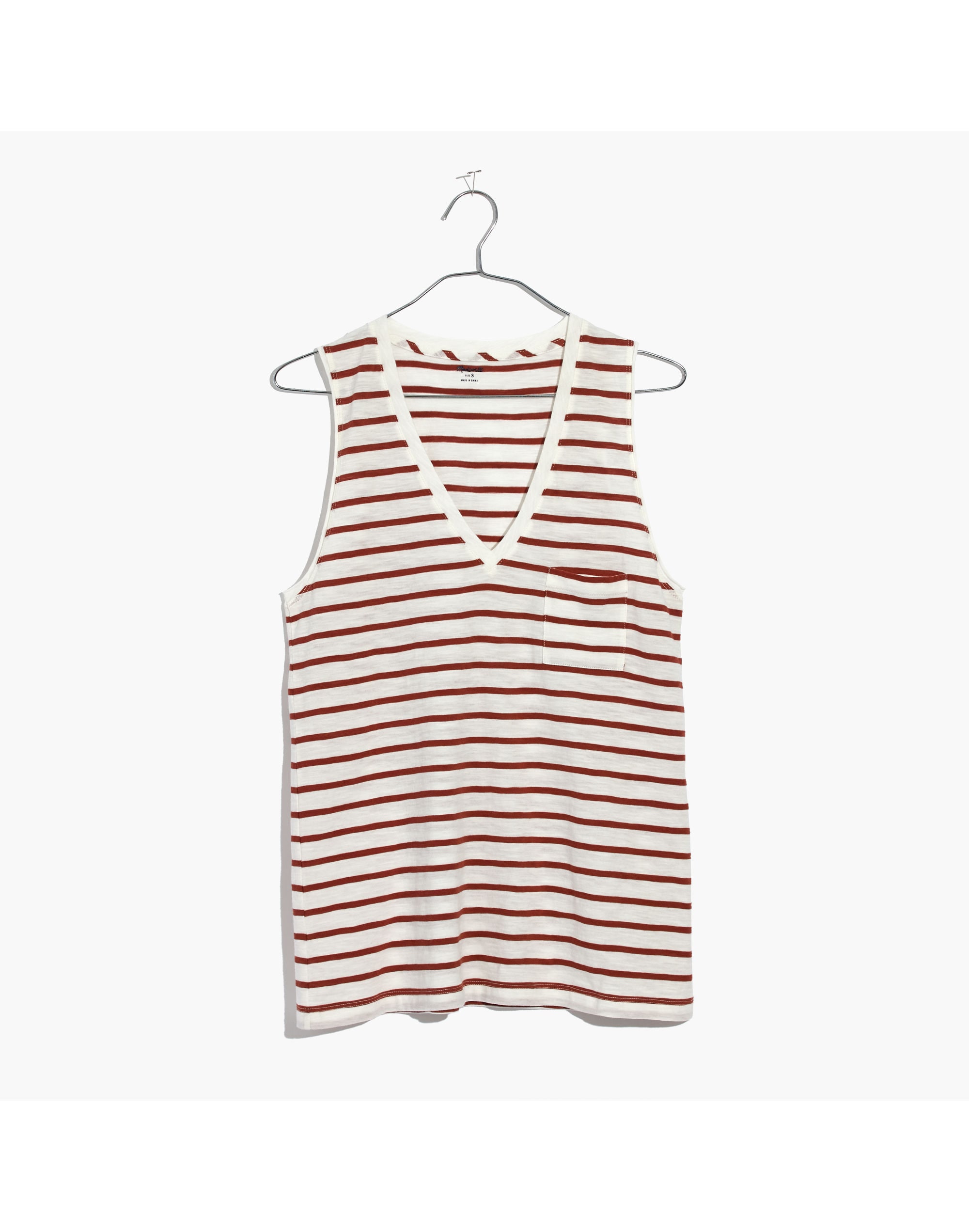 Whisper Cotton V-Neck Pocket Tank Abilene Stripe | Madewell