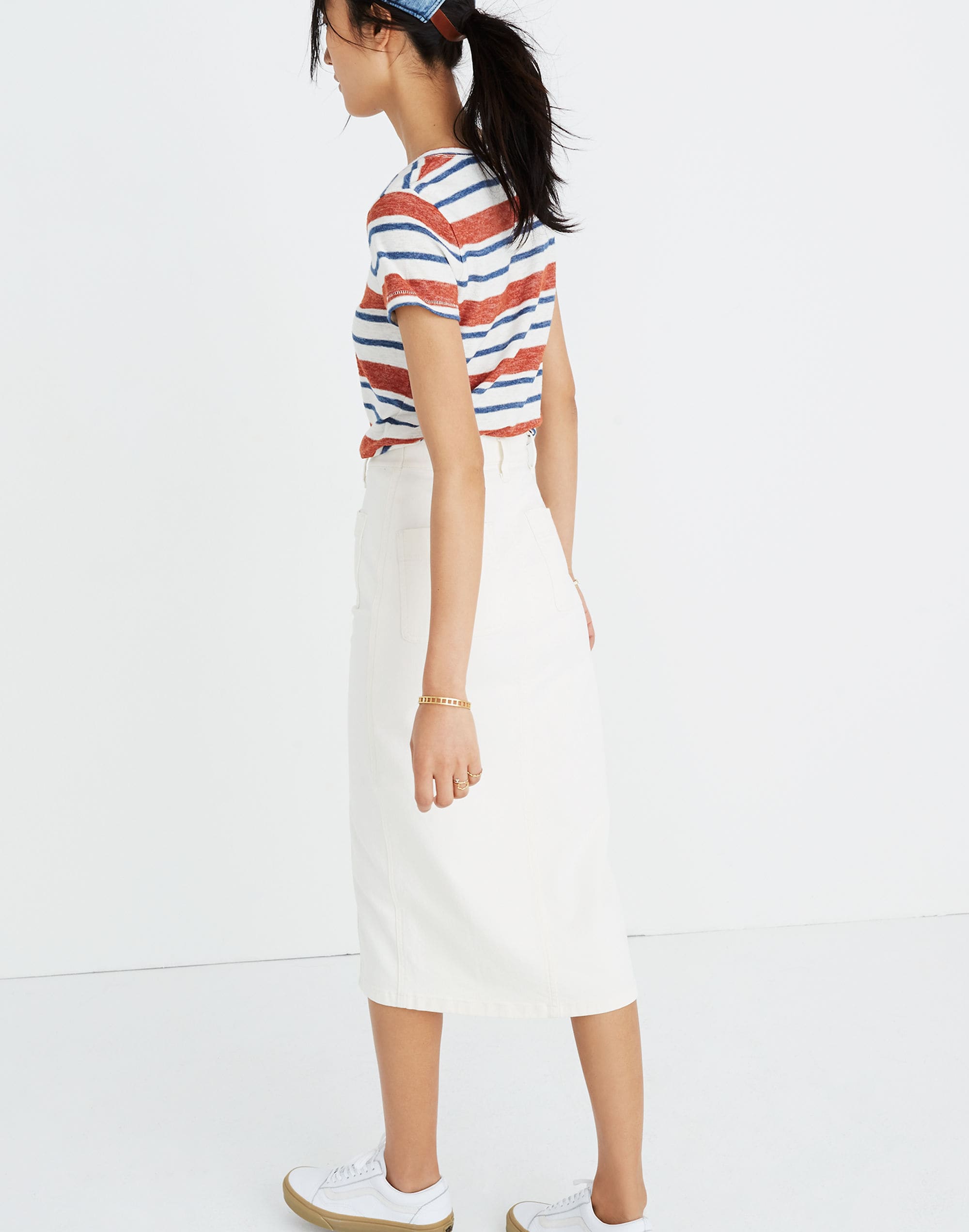 White High-Slit Jean Skirt | Madewell