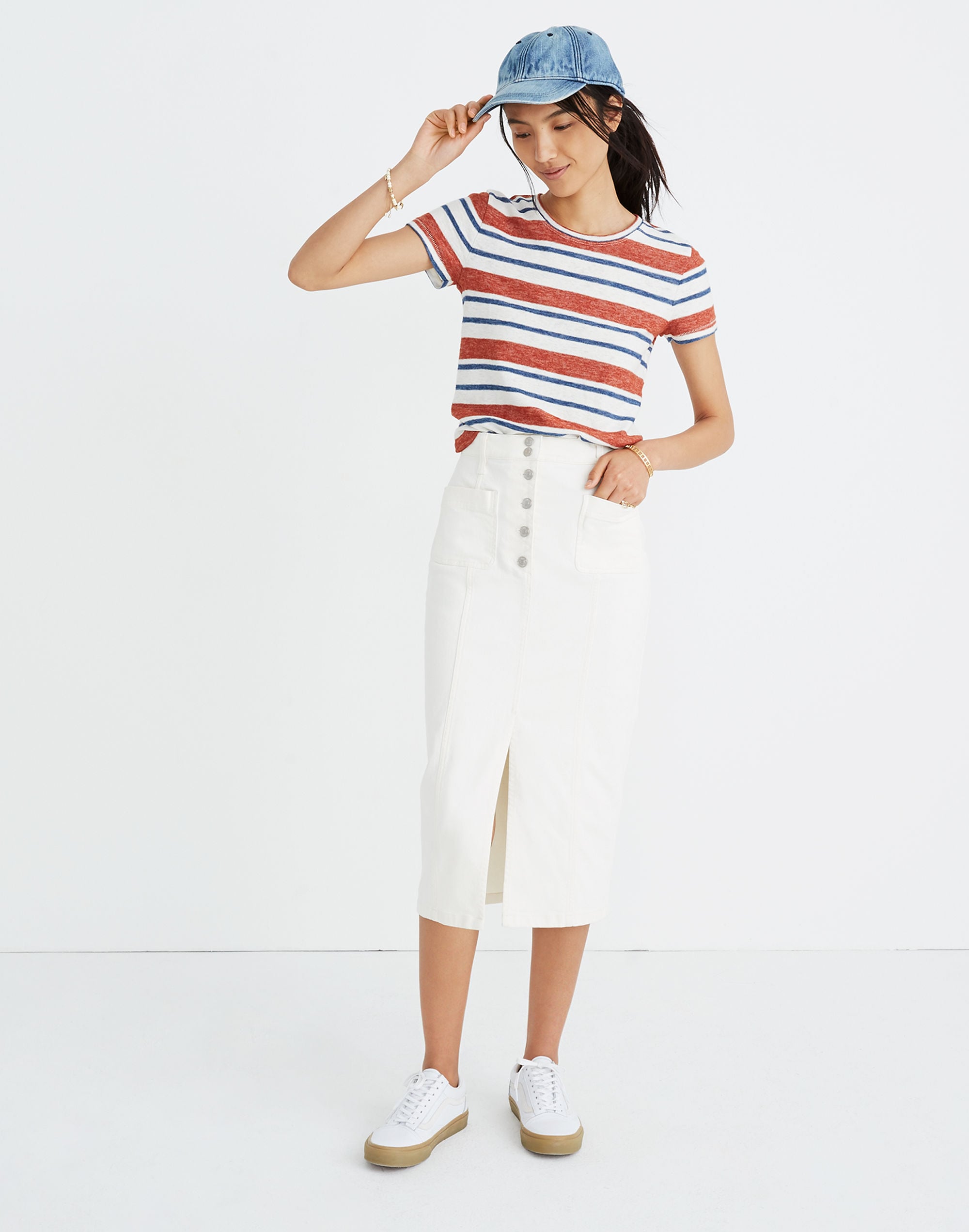 White High-Slit Jean Skirt | Madewell