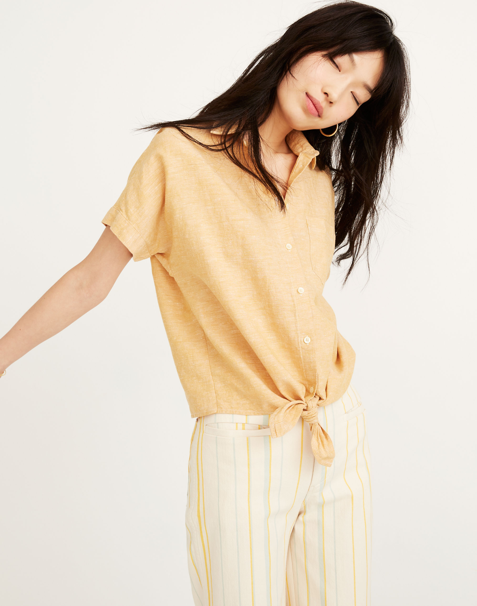 Short-Sleeve Tie-Front Top