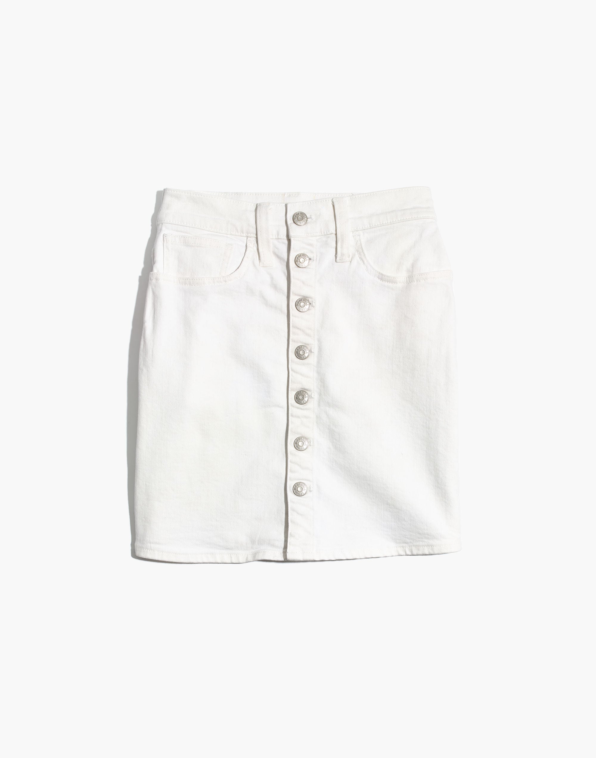 Stretch Denim Straight Mini Skirt in Tile White: Button-Front Edition | Madewell