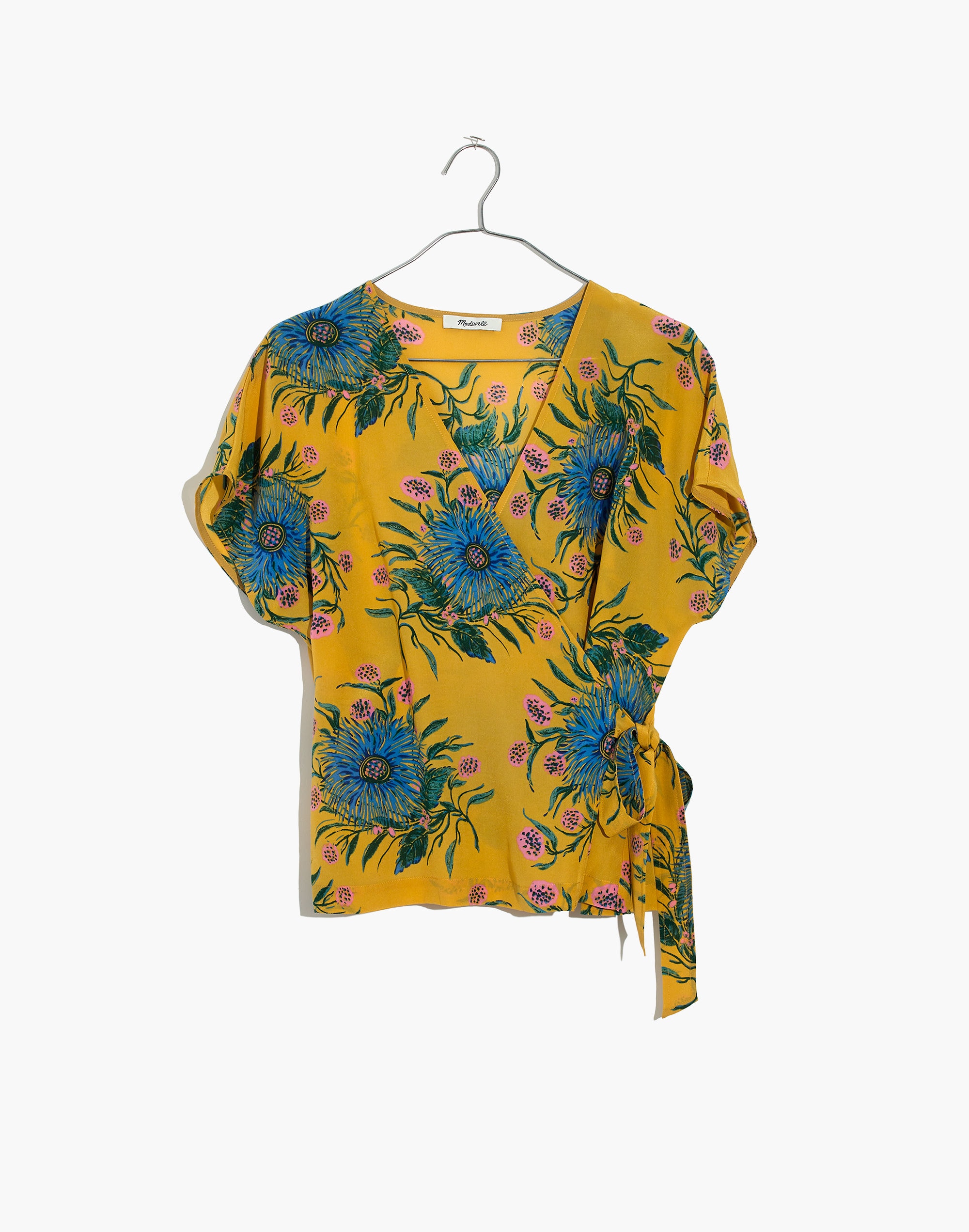 Silk Side-Tie Wrap Top Painted Blooms | Madewell